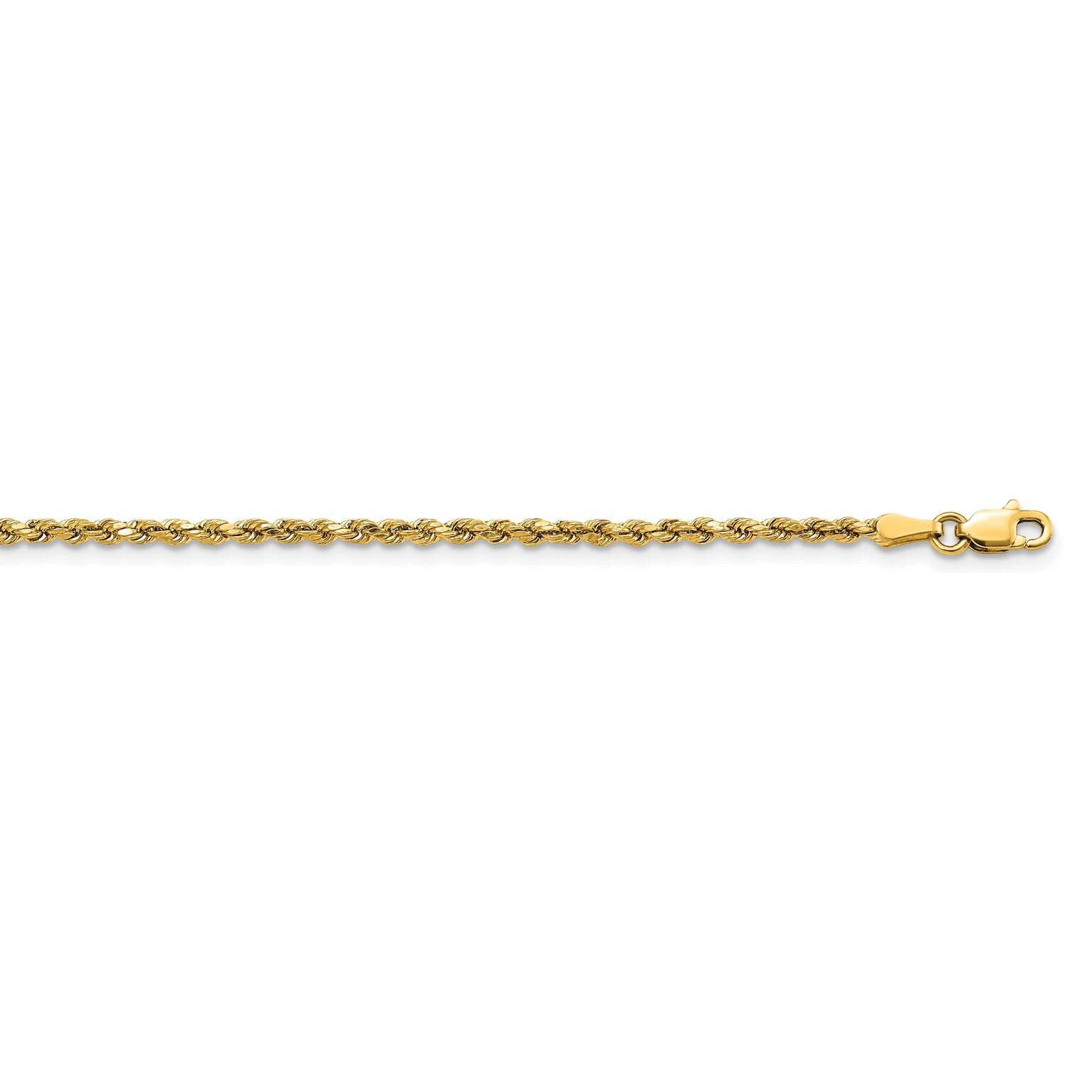 2.25mm Semi-Solid Diamond-Cut Rope Chain 18 Inch 14k Gold DH016-18