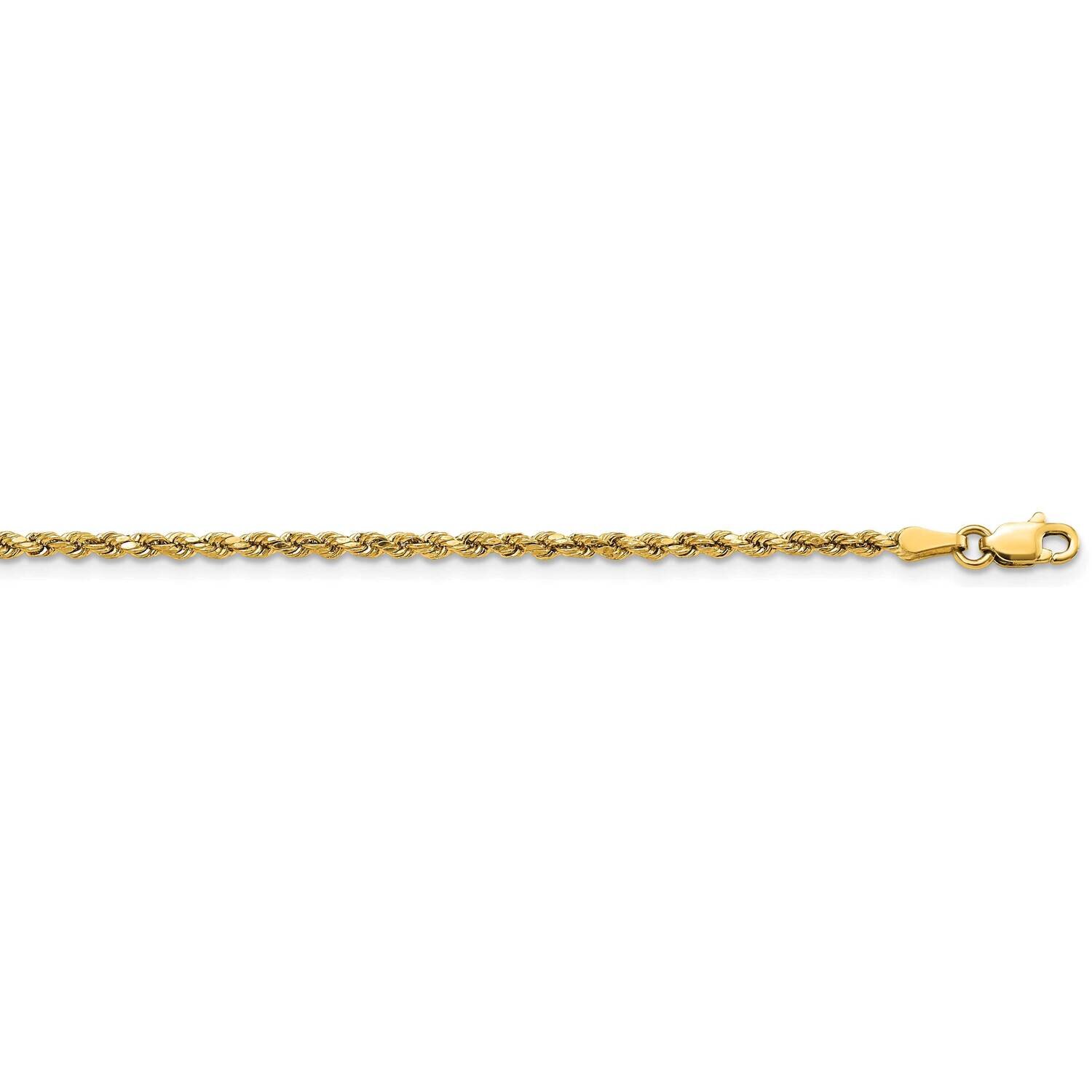 2.25mm Semi-Solid Diamond-Cut Rope Chain 24 Inch 14k Gold DH016-24, MPN: DH016-24, 883957174389