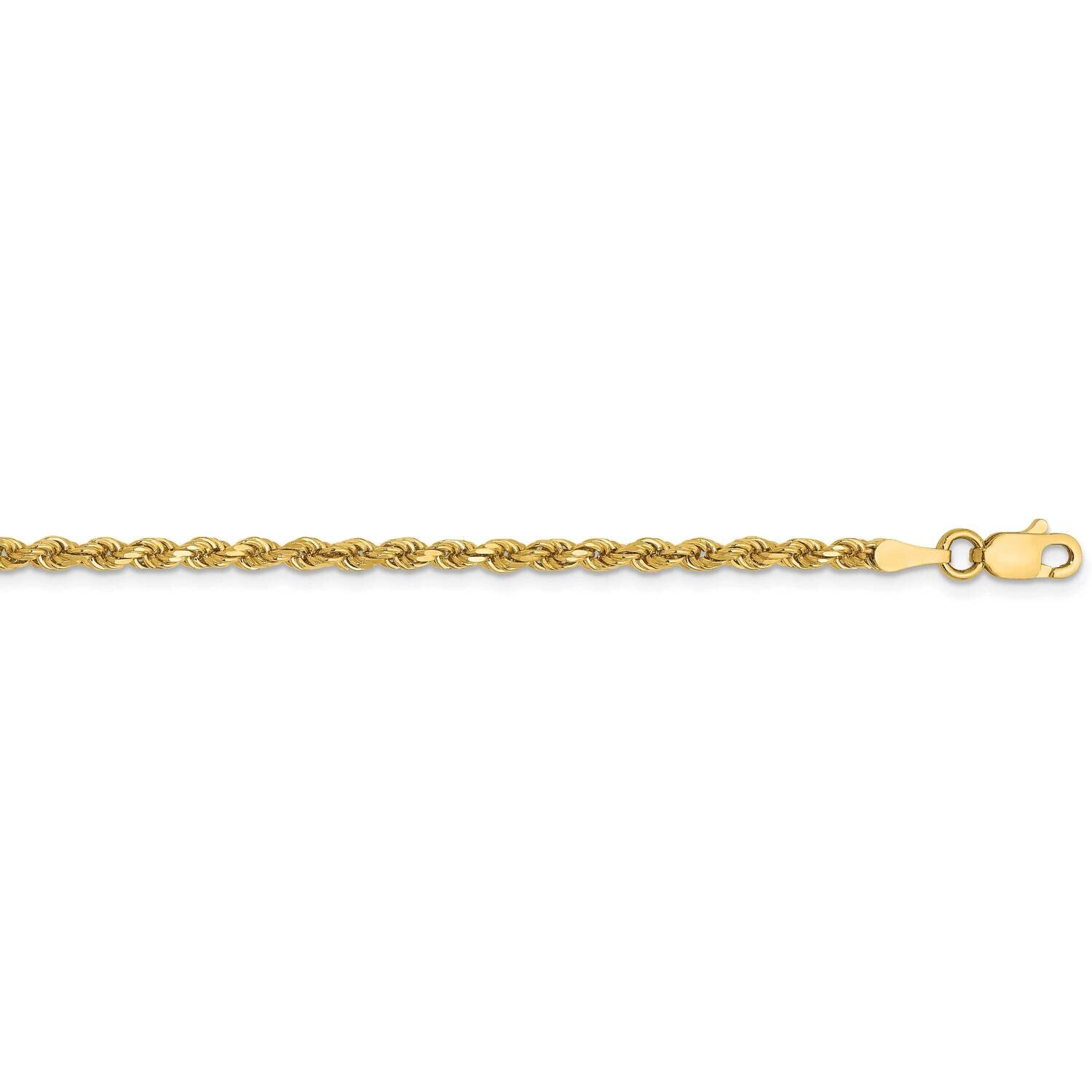 2.5mm Semi-Solid Diamond-Cut Rope Chain 16 Inch 14k Gold DH018-16