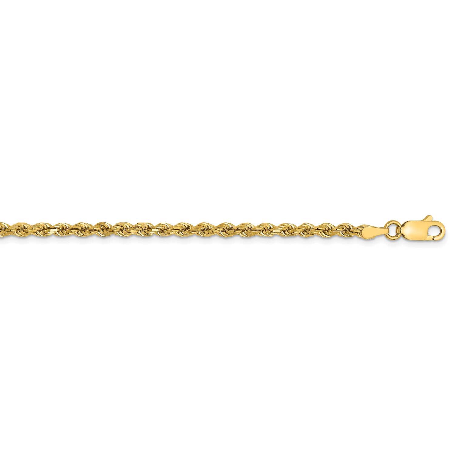 3mm Semi-Solid Diamond-Cut Rope Chain 16 Inch 14k Gold DH021-16
