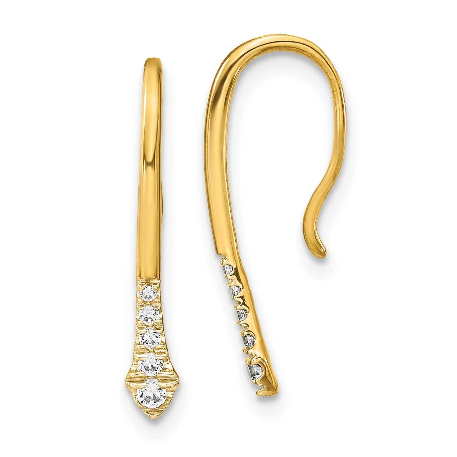 Diamond Drop Wire Earrings 14k Gold Polished EM8382-012-YA, MPN: EM8382-012-YA, 883957969671