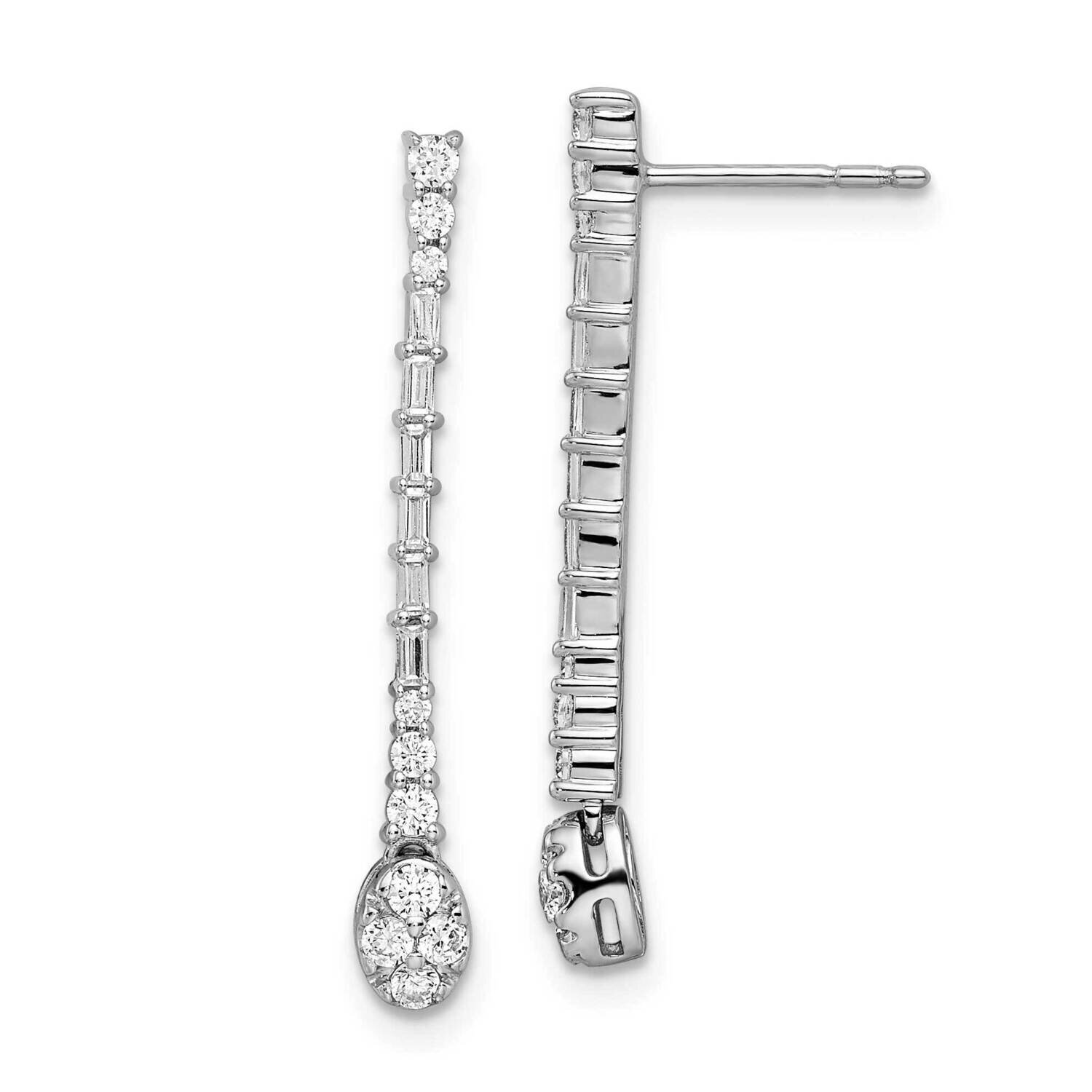 Diamond Drop Post Earrings 14k White Gold Polished EM8383-050-WA, MPN: EM8383-050-WA, 883957969688