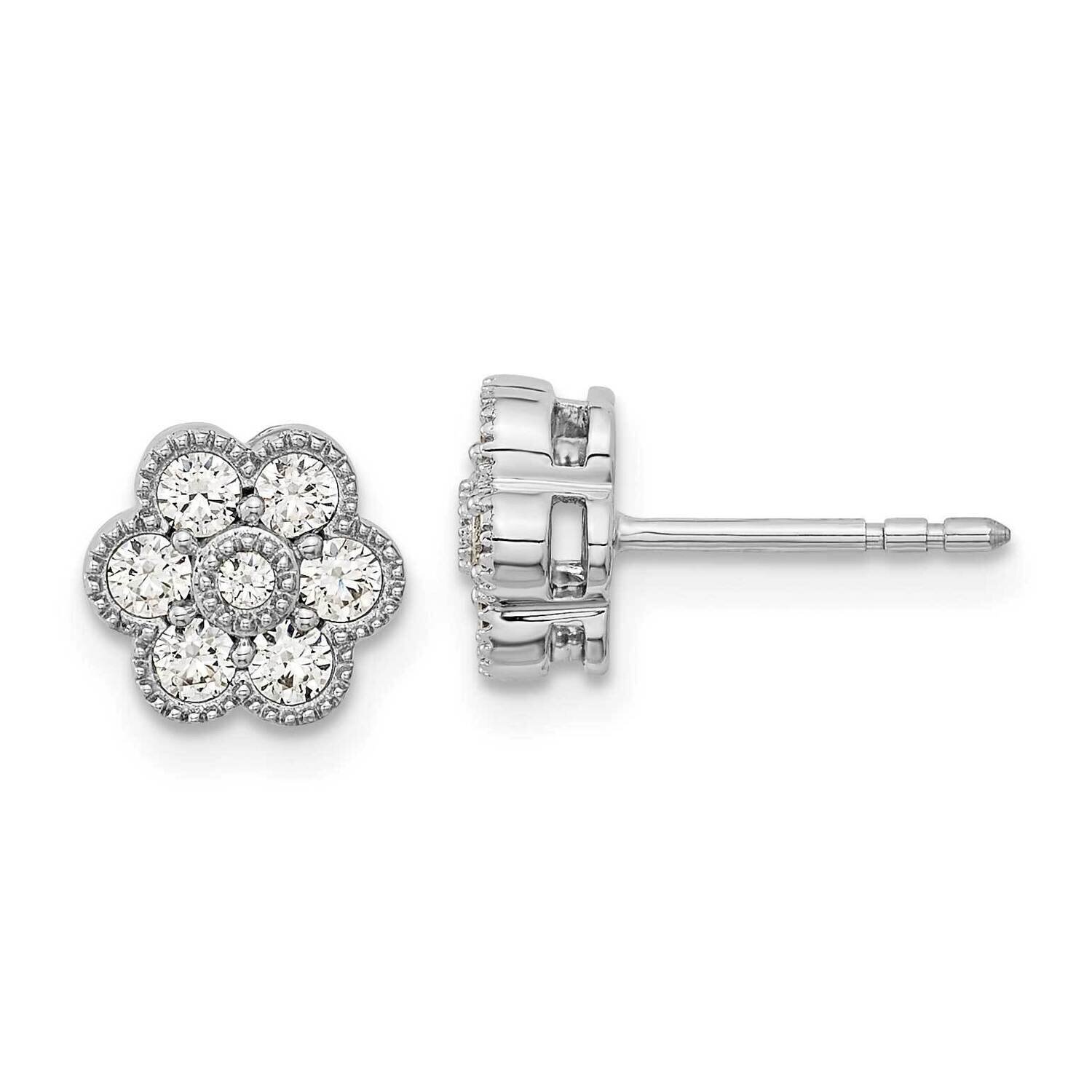 Floral Diamond Post Earrings 14k White Gold EM8466-050-WA, MPN: EM8466-050-WA, 883957971452