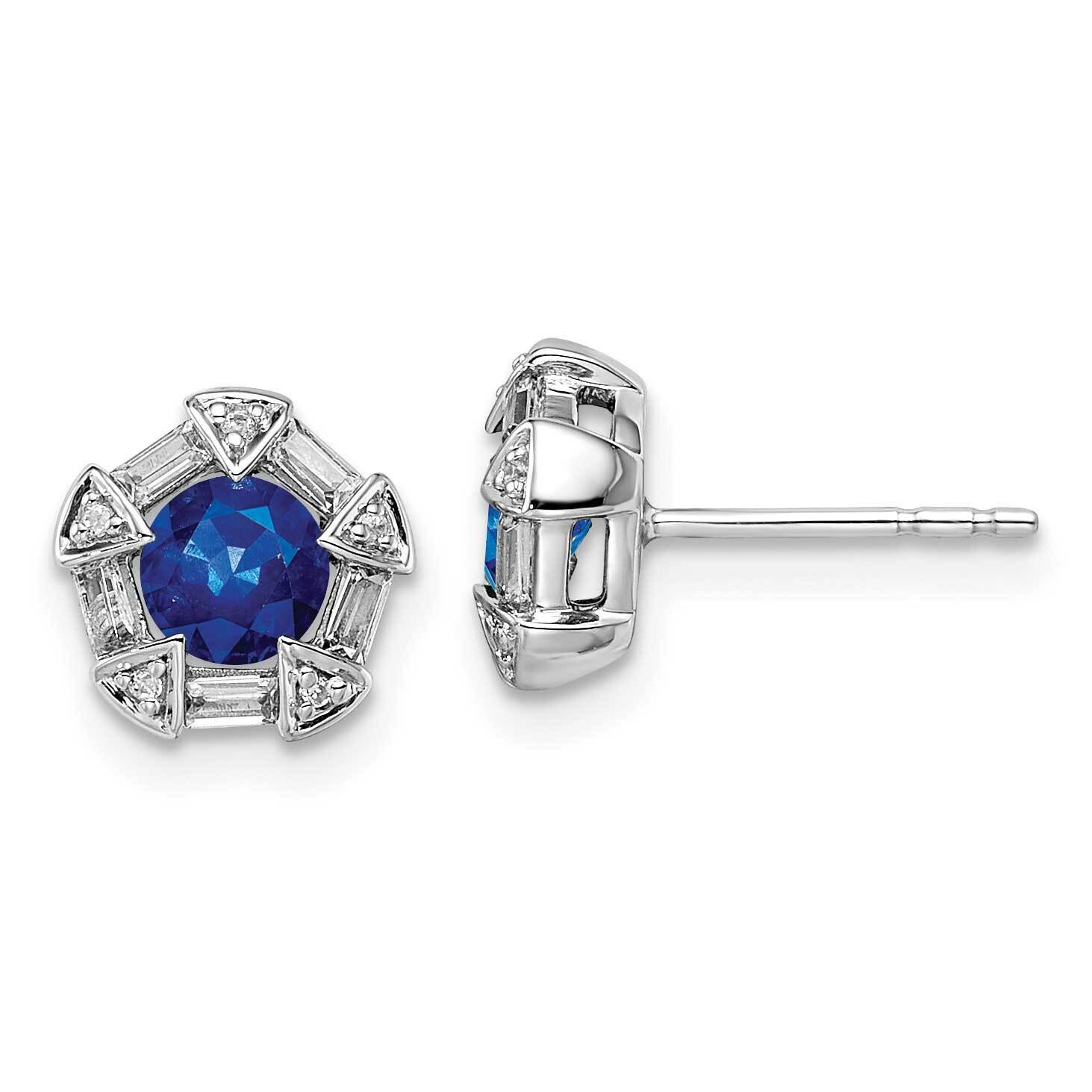 Sapphire and Diamond Post Earrings 14k White Gold EM8520-SA-018-WA, MPN: EM8520-SA-018-WA, 88395797…