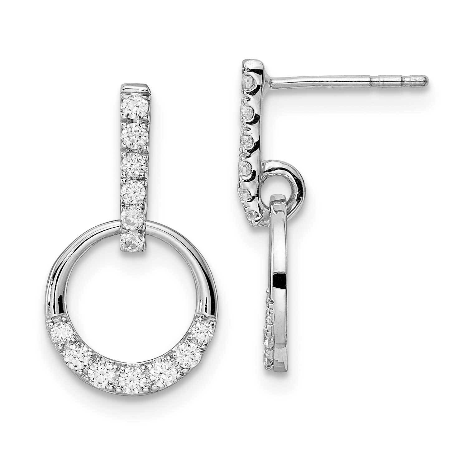 Circle Diamond Dangle Post Earrings 14k White Gold EM8556-037-WA, MPN: EM8556-037-WA, 883957972503