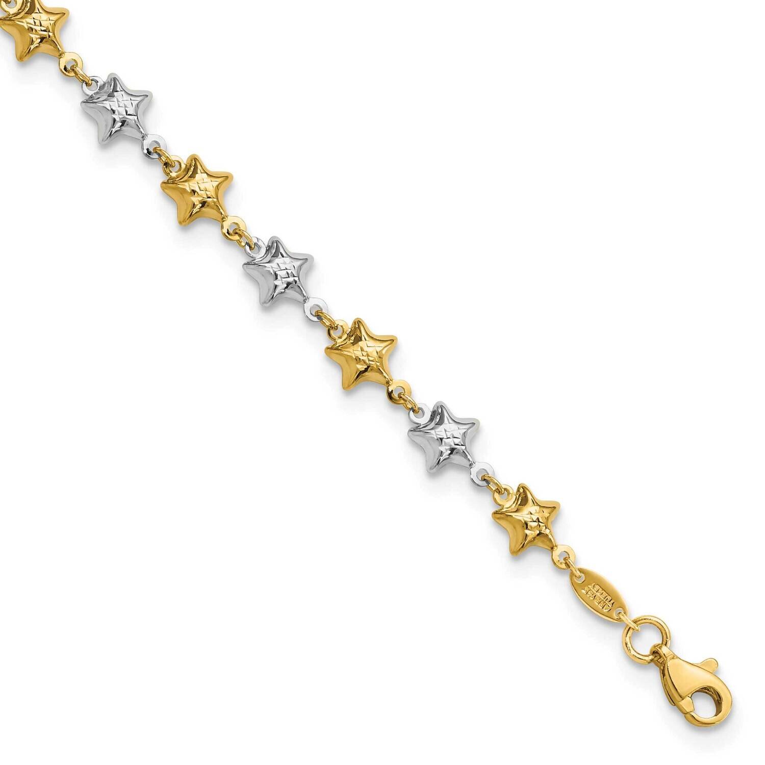 Puffed Star Bracelet 14k Two-Tone Gold FB1874-7.75