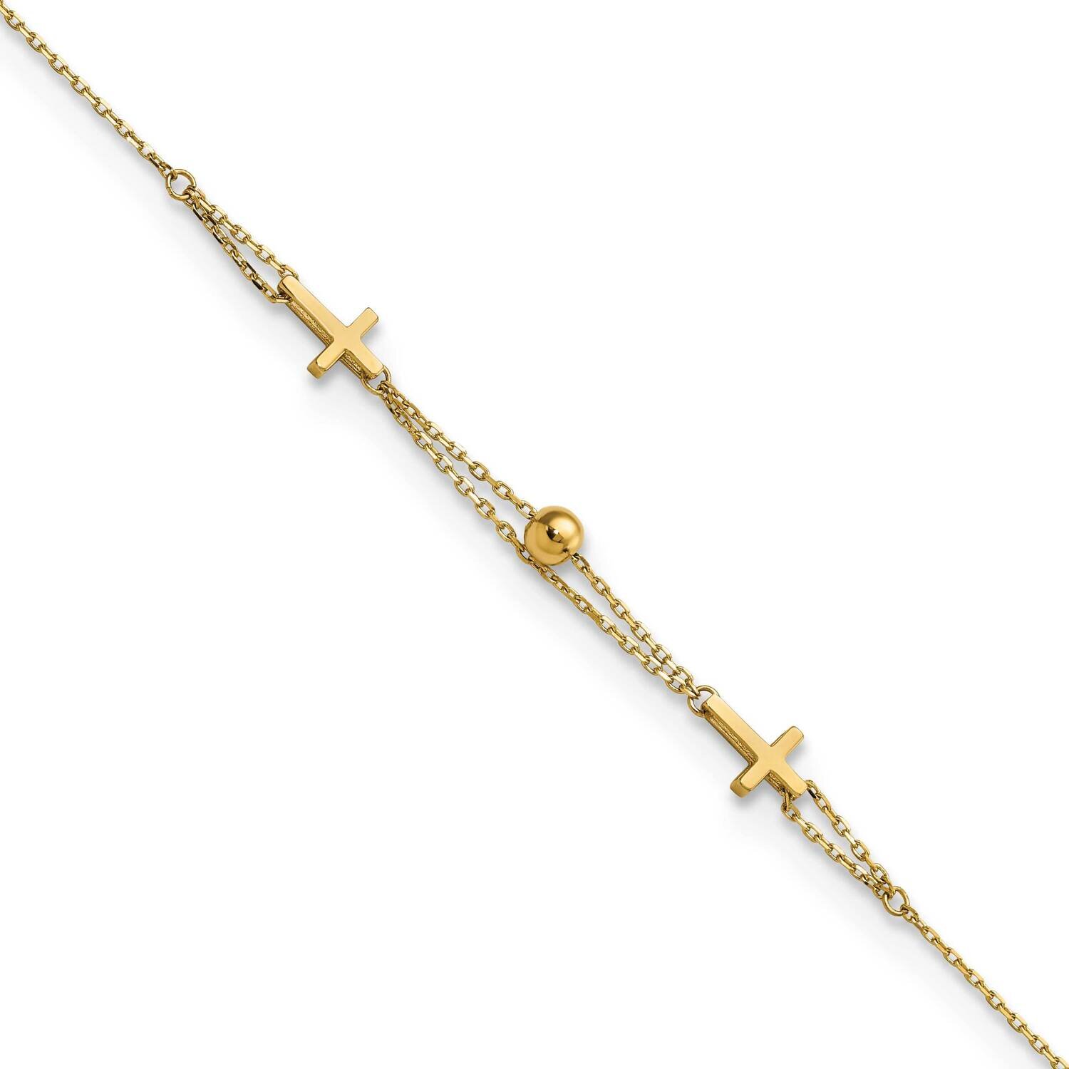 Double Strand Cross 7.5 Inch Bracelet 14k Gold Polished FB1875-7.5, MPN: FB1875-7.5, 883957810614