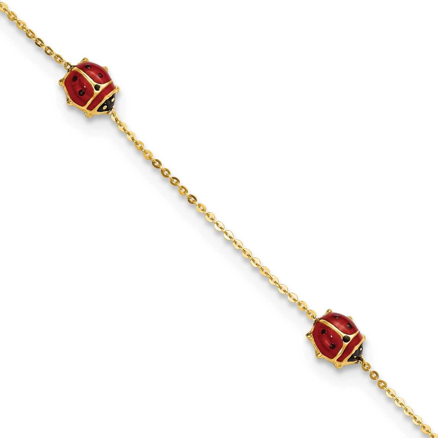 Enameled Ladybugs 6.5 Inch with .75 Inch Extender Bracelet 14k Gold Polished FB1879-6.5, MPN: FB187…
