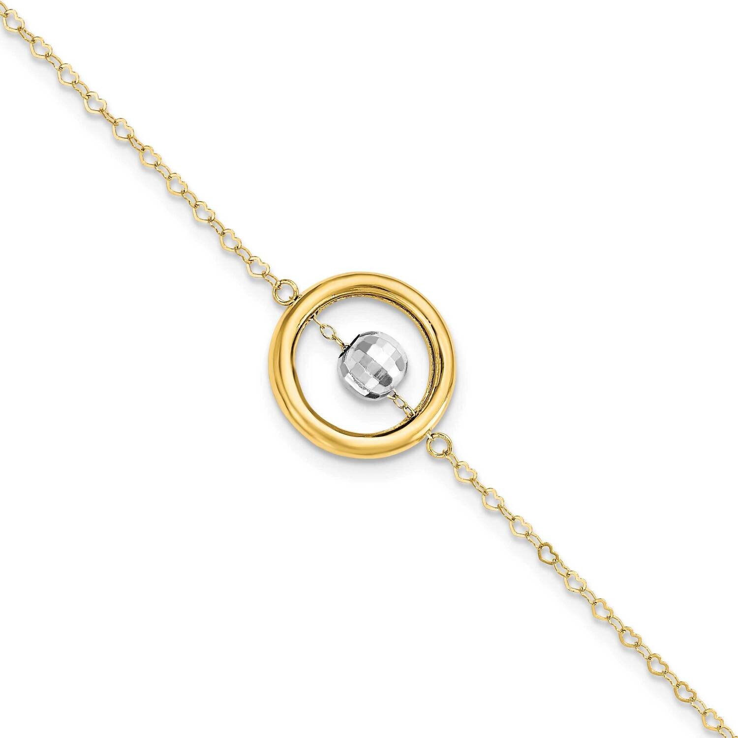 Circle Diamond-Cut Bead with 1 Inch Extender Bracelet 14k Two-Tone Gold FB1889-7, MPN: FB1889-7, 88…