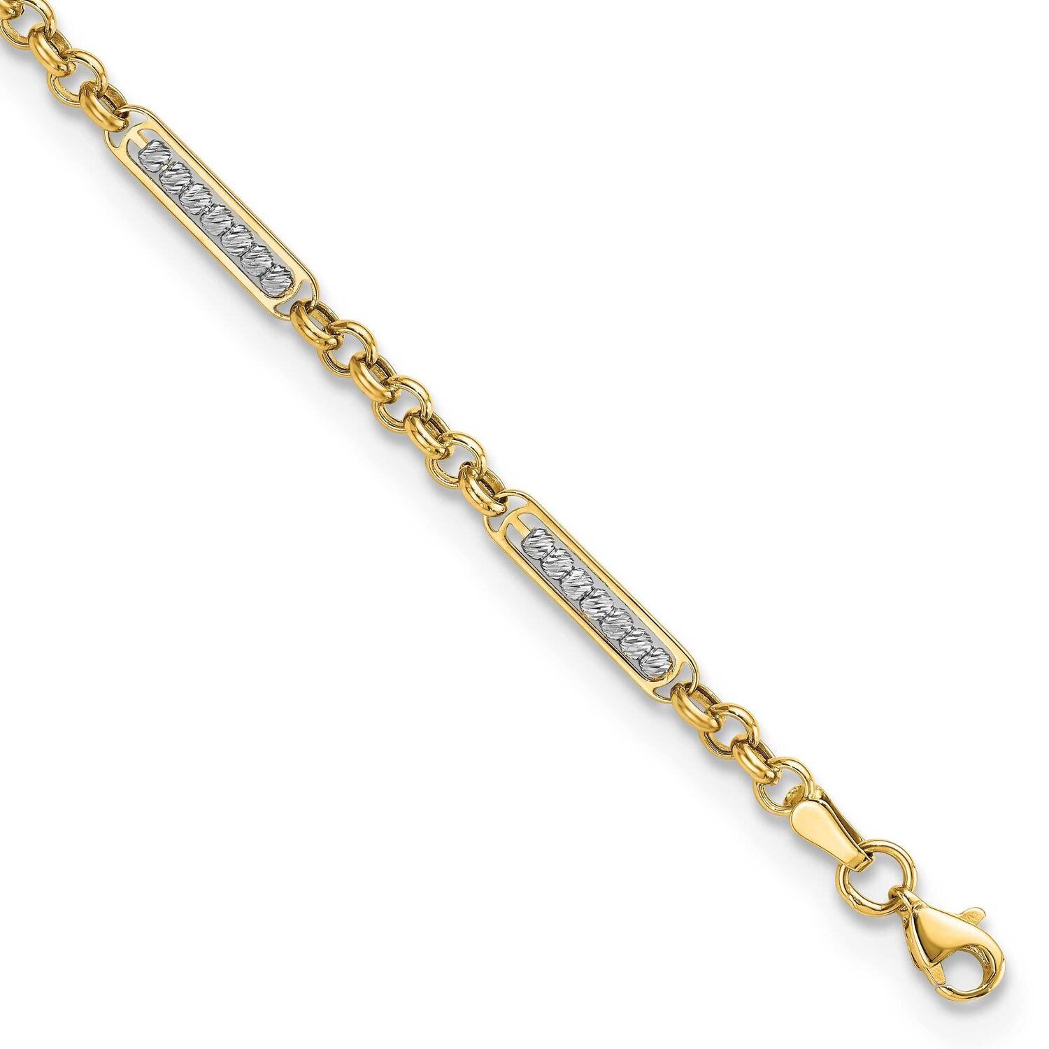 Diamond-Cut Beads 7.5 Inch Bracelet 14k Two-Tone Gold Polished FB1896-7.5, MPN: FB1896-7.5, 8839578…