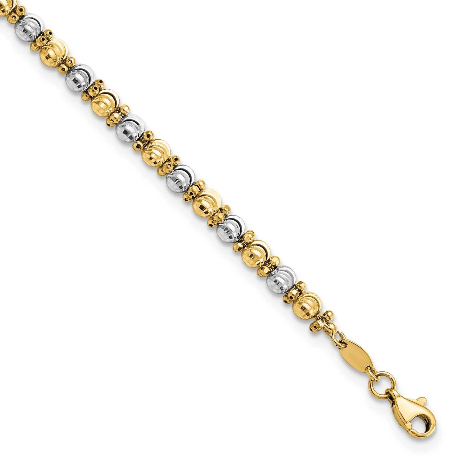 Diamond-Cut Round Bead Bracelet 14k Two-Tone Gold FB1905-7.25, MPN: FB1905-7.25, 883957812885