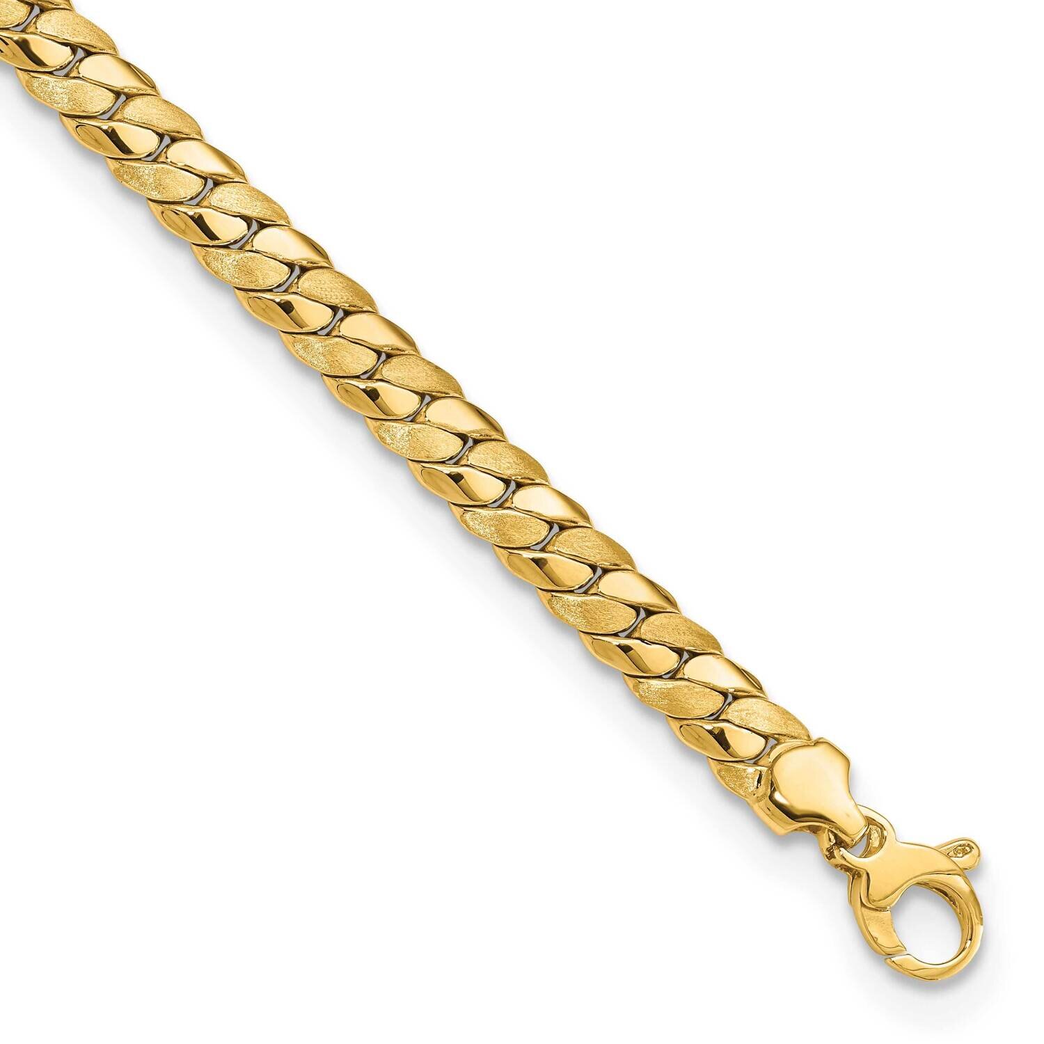 Satin and Polished 6.5mm Fancy Link Bracelet 14k Gold FB1933-7.75, MPN: FB1933-7.75, 883957811031