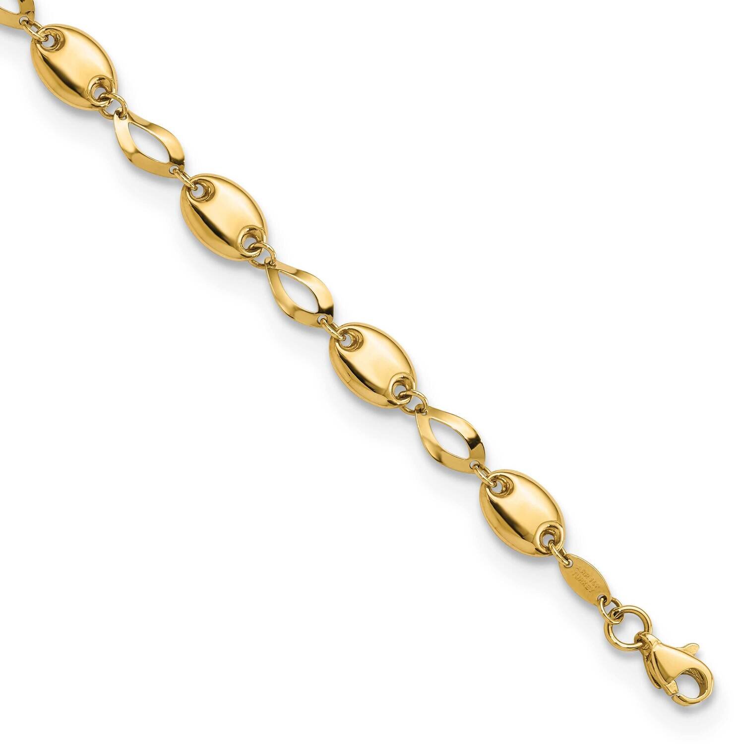 Fancy Link 7.75 Inch Bracelet 14k Gold Polished FB1936-7.75, MPN: FB1936-7.75, 883957813042