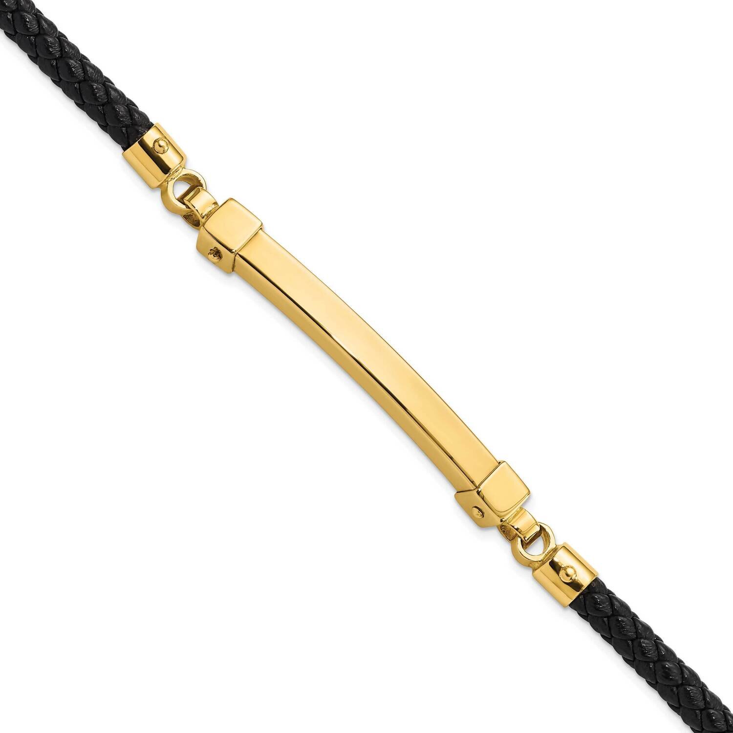 Bar Leather Bracelet 14k Gold Polished FB1940-8, MPN: FB1940-8, 191101009778