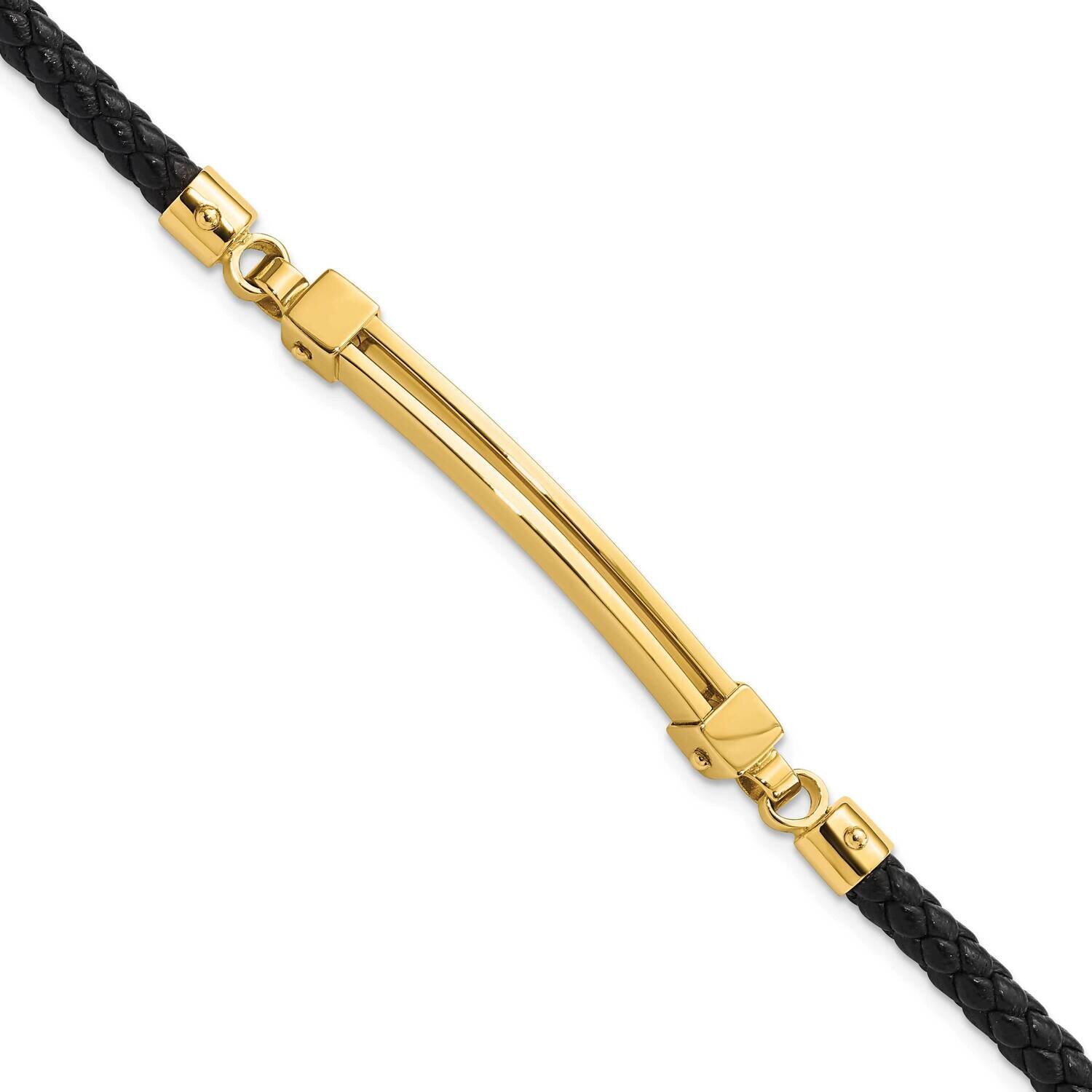 Bar Leather Bracelet 14k Gold Polished FB1941-8