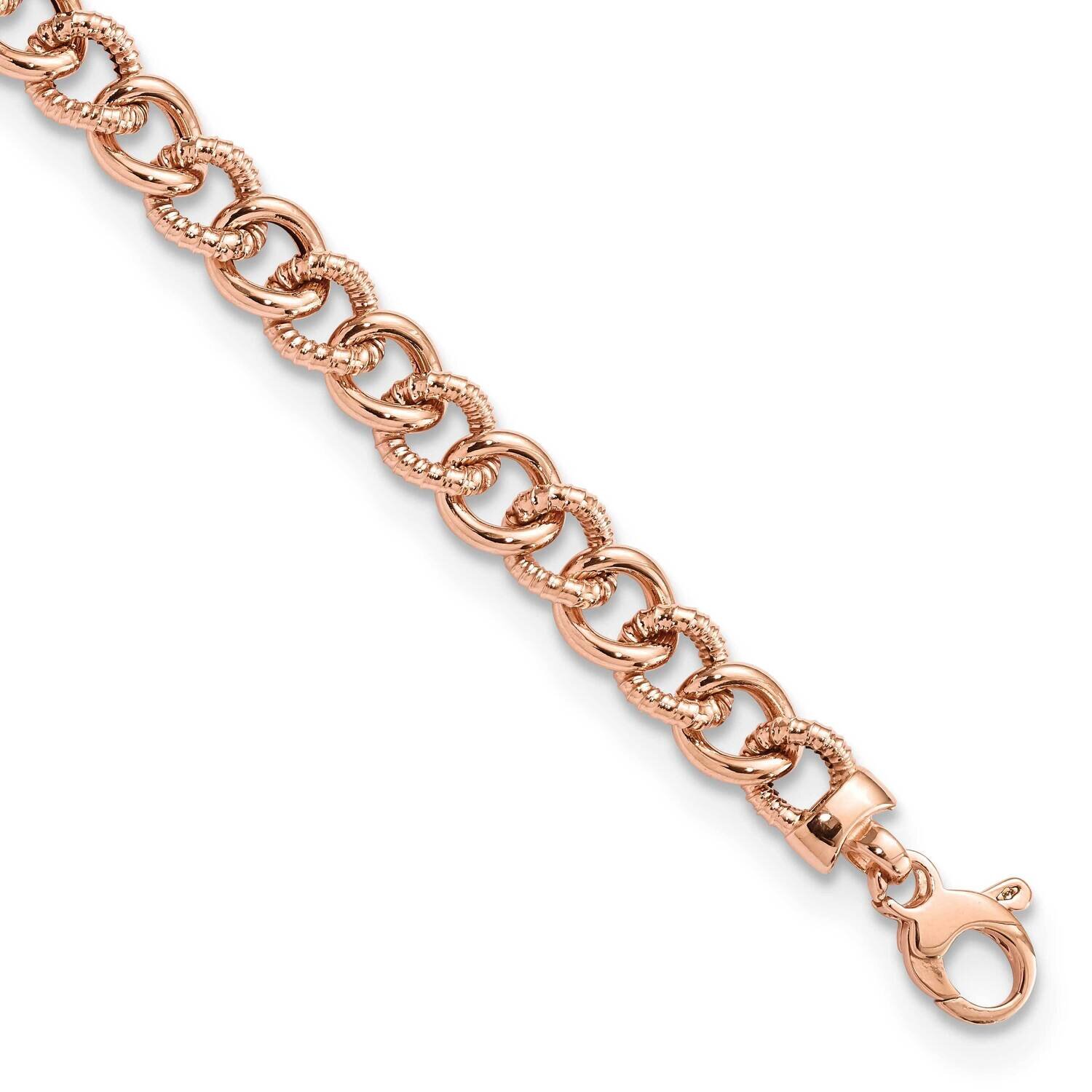 Polished and Textured Fancy Link Bracelet 14k Rose Gold FB1945-7.5, MPN: FB1945-7.5, 883957810546