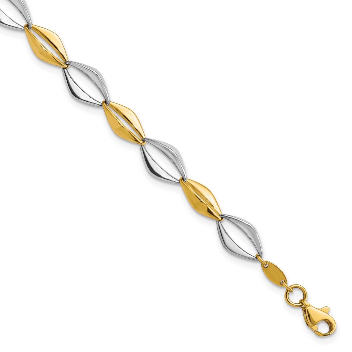 Fancy Link 7.5 Inch Bracelet 14k Two-Tone Gold Polished FB1948-7.5, MPN: FB1948-7.5, 883957811420