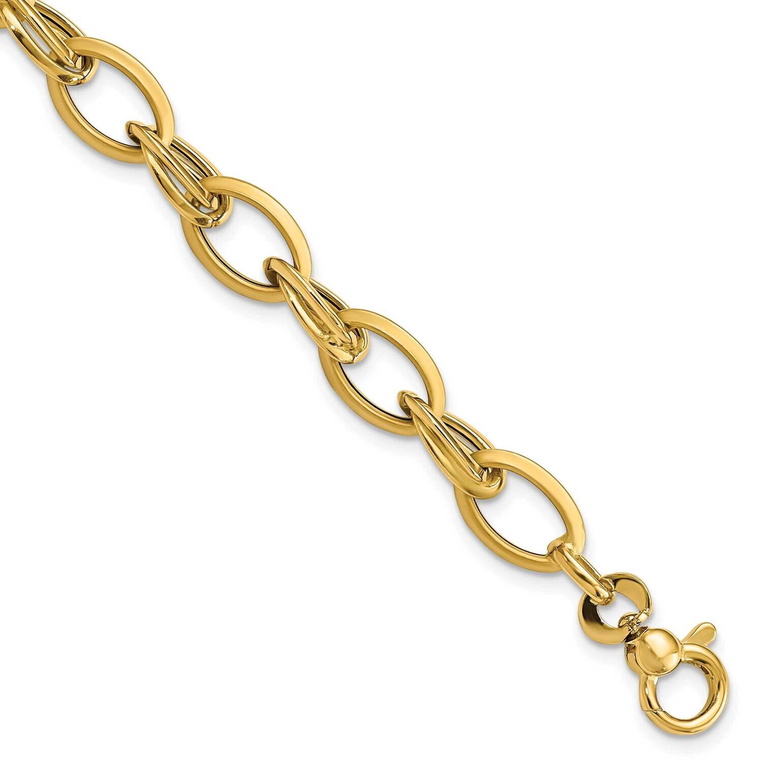 Satin Fancy Link Bracelet 14k Gold Polished FB1959-7.25