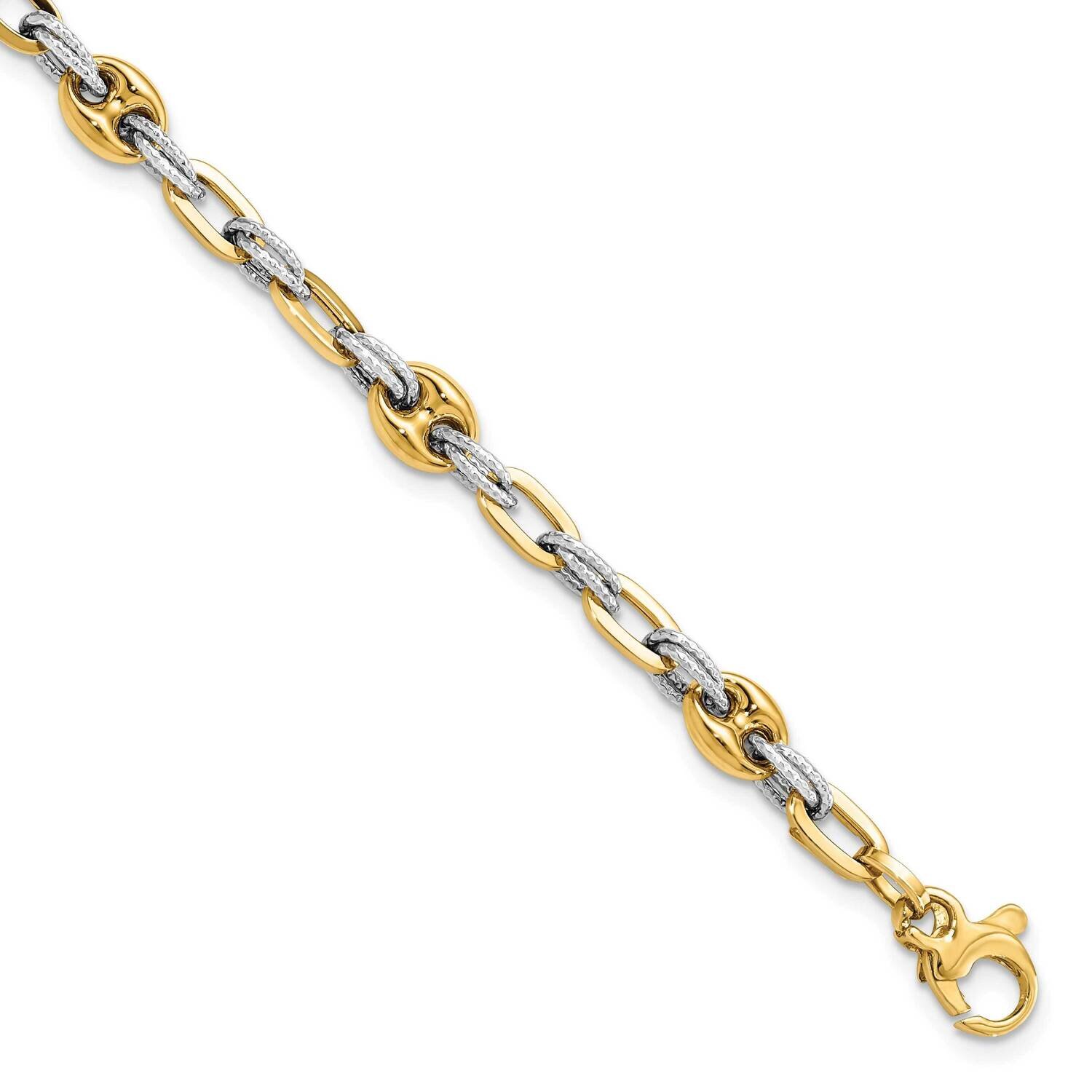 Textured Double Fancy Link Bracelet 14k Two-Tone Gold FB1960-7.5, MPN: FB1960-7.5, 883957810553