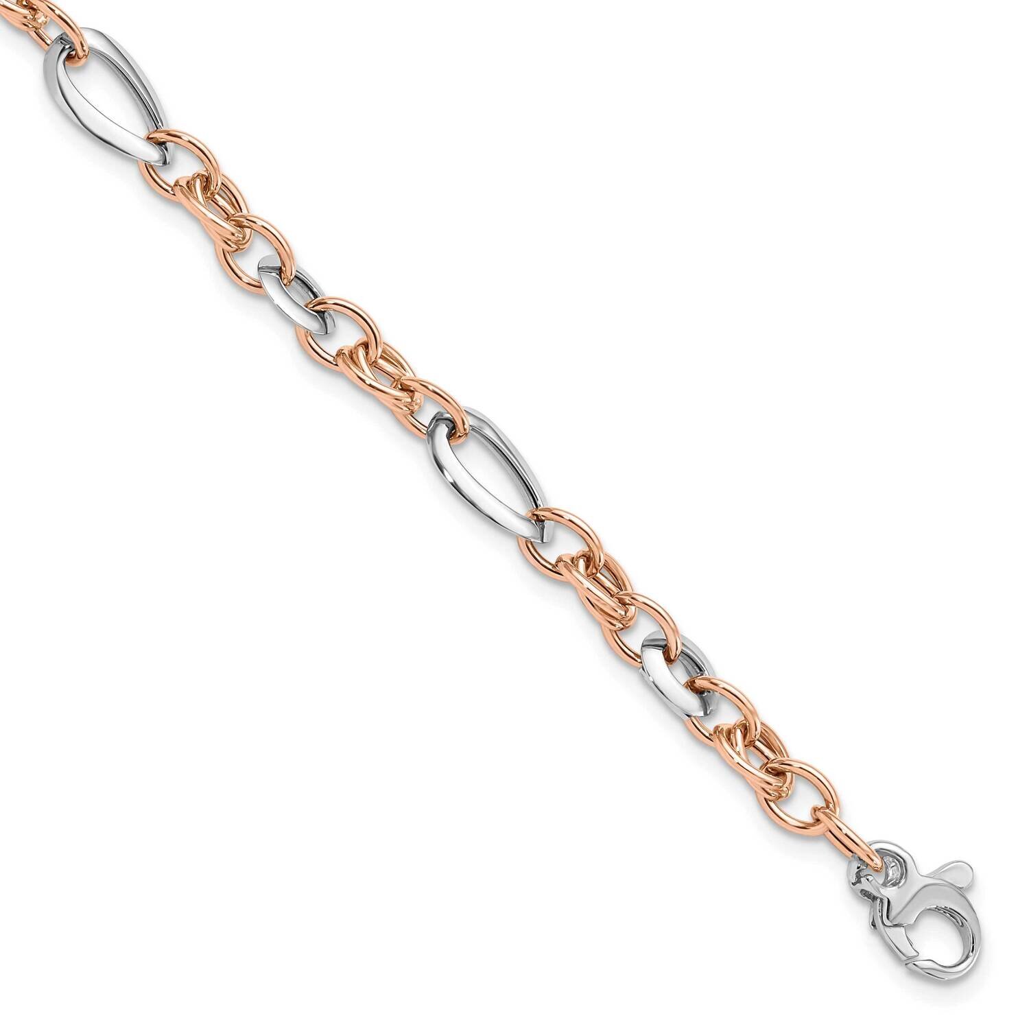 White and Rose Fancy Link Bracelet 14k Two-Tone Gold FB1970-8, MPN: FB1970-8, 883957810720