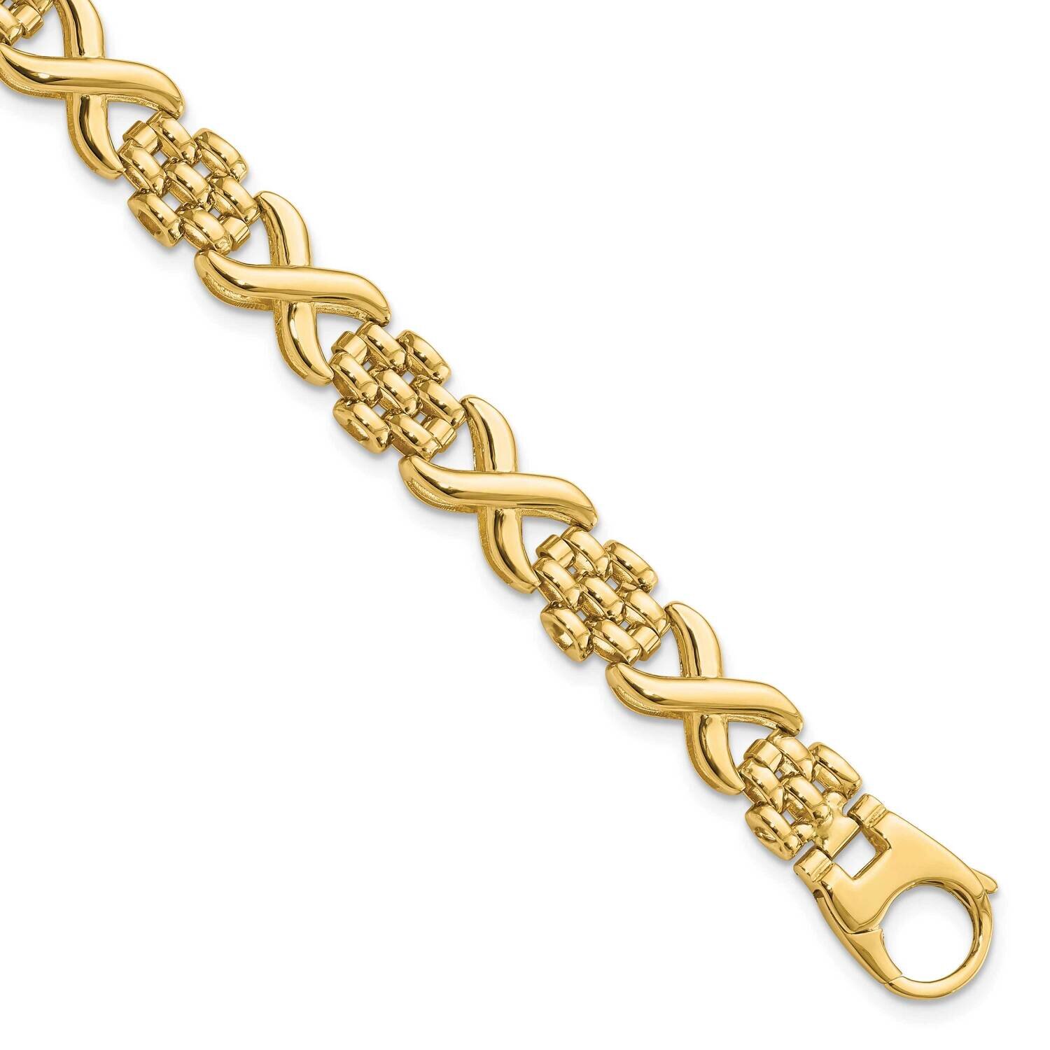 x and O Fancy Link 7.5 Inch Bracelet 14k Gold Polished FB1975-7.5