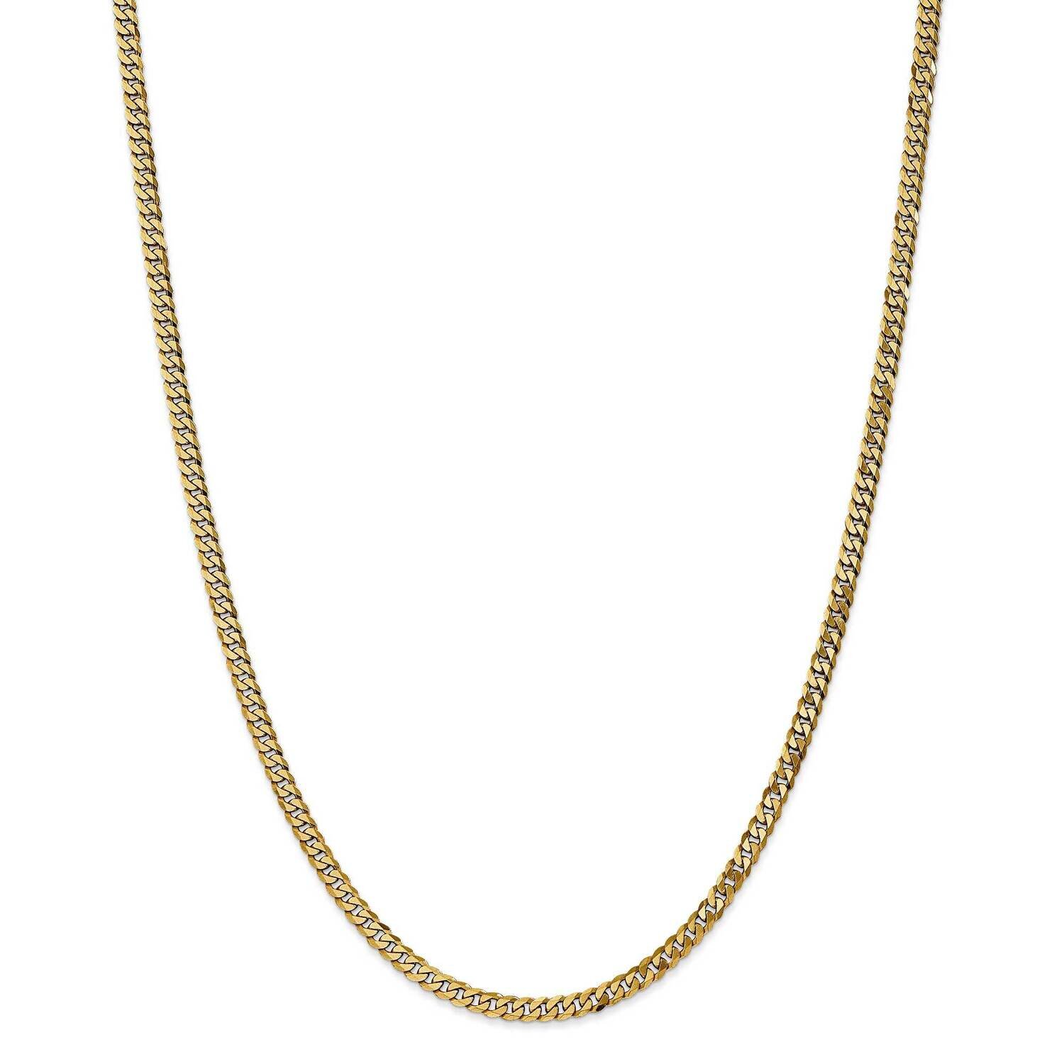 3.9mm Flat Beveled Curb Chain 30 Inch 14k Gold FBU100-30, MPN: FBU100-30, 883957172330