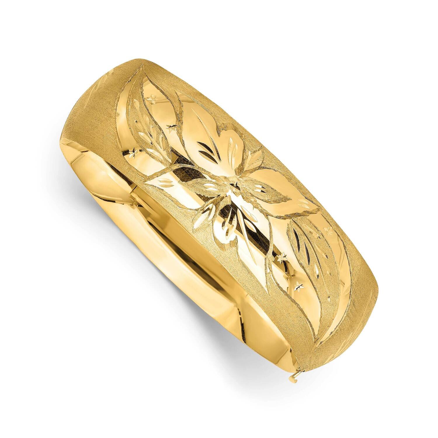 13 16 Florentine Engraved Hinged Bangle Bracelet 14k Gold FE13/16