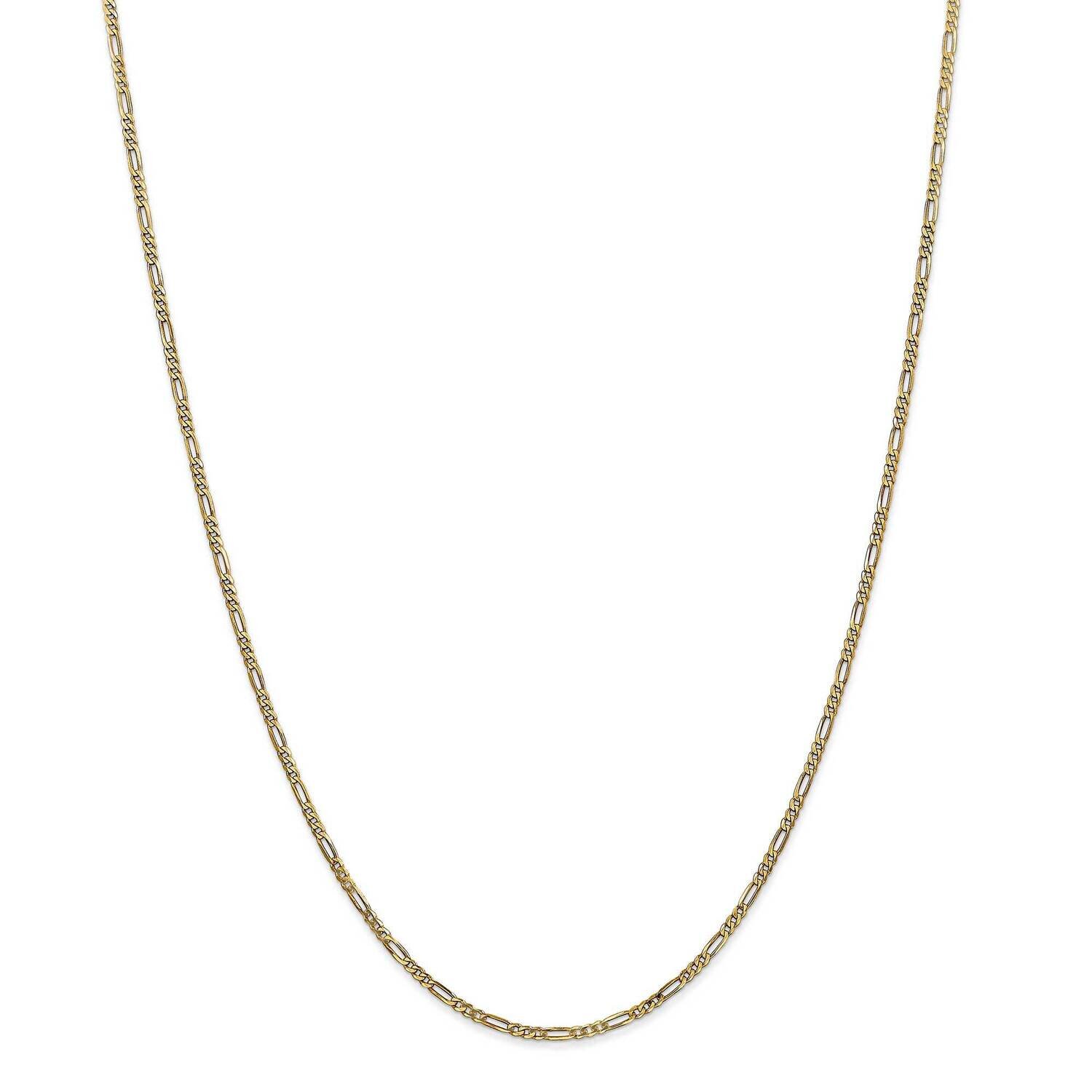 1.8mm Flat Figaro Chain 22 Inch 14k Gold FFL050-22, MPN: FFL050-22, 883957168616