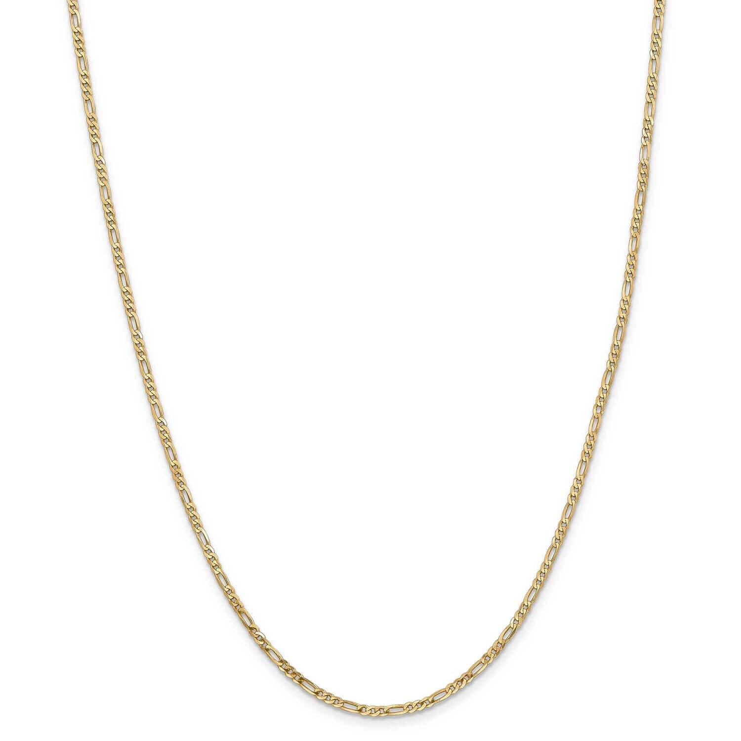 2.25mm Flat Figaro Chain 14 Inch 14k Gold FFL060-14