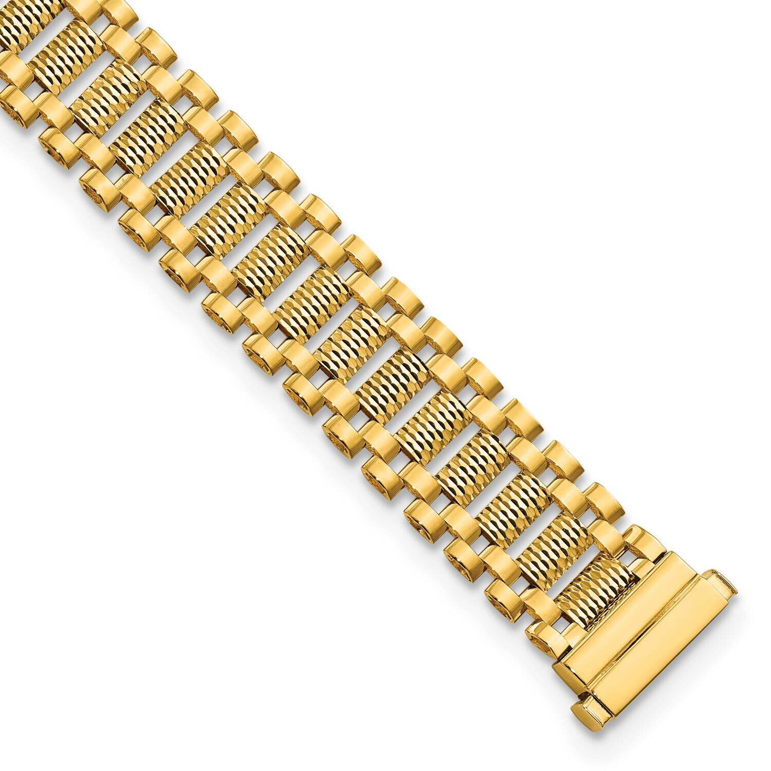 Diamond-Cut Fancy Link Bracelet 14k Gold Polished GB268-7.75
