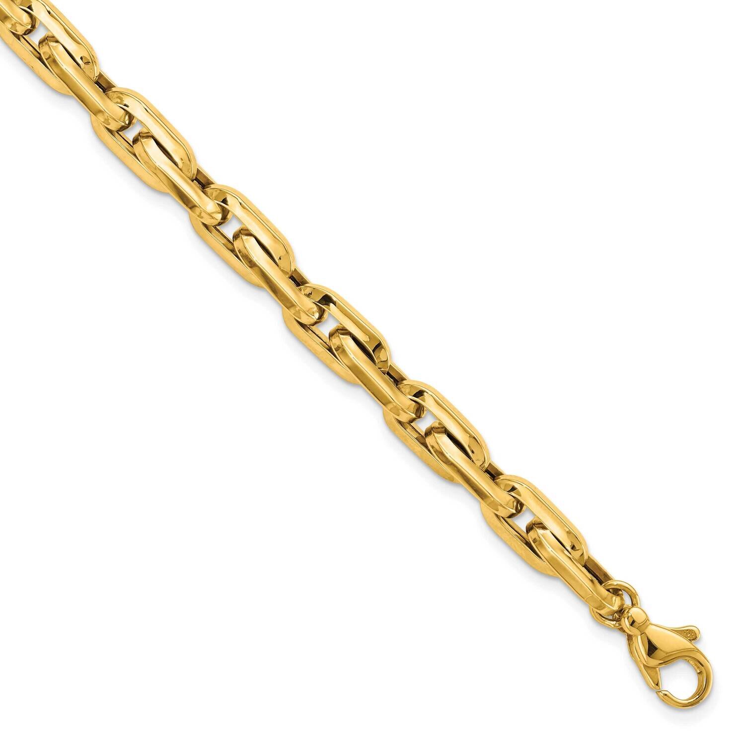 Fancy Long Cable Link Mens 8.25 Inch Bracelet 14k Gold Polished GB270-8.25