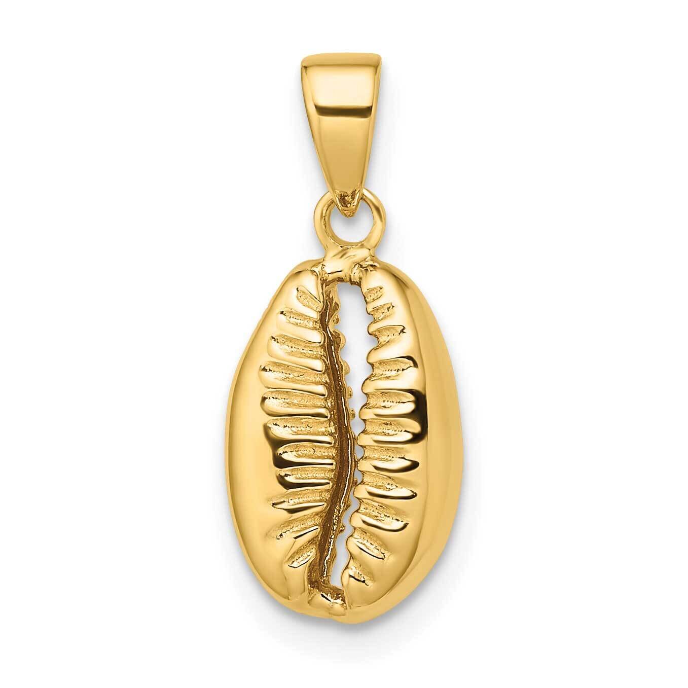 3D Crowrie Shell Pendant 14k Gold Polished K9947
