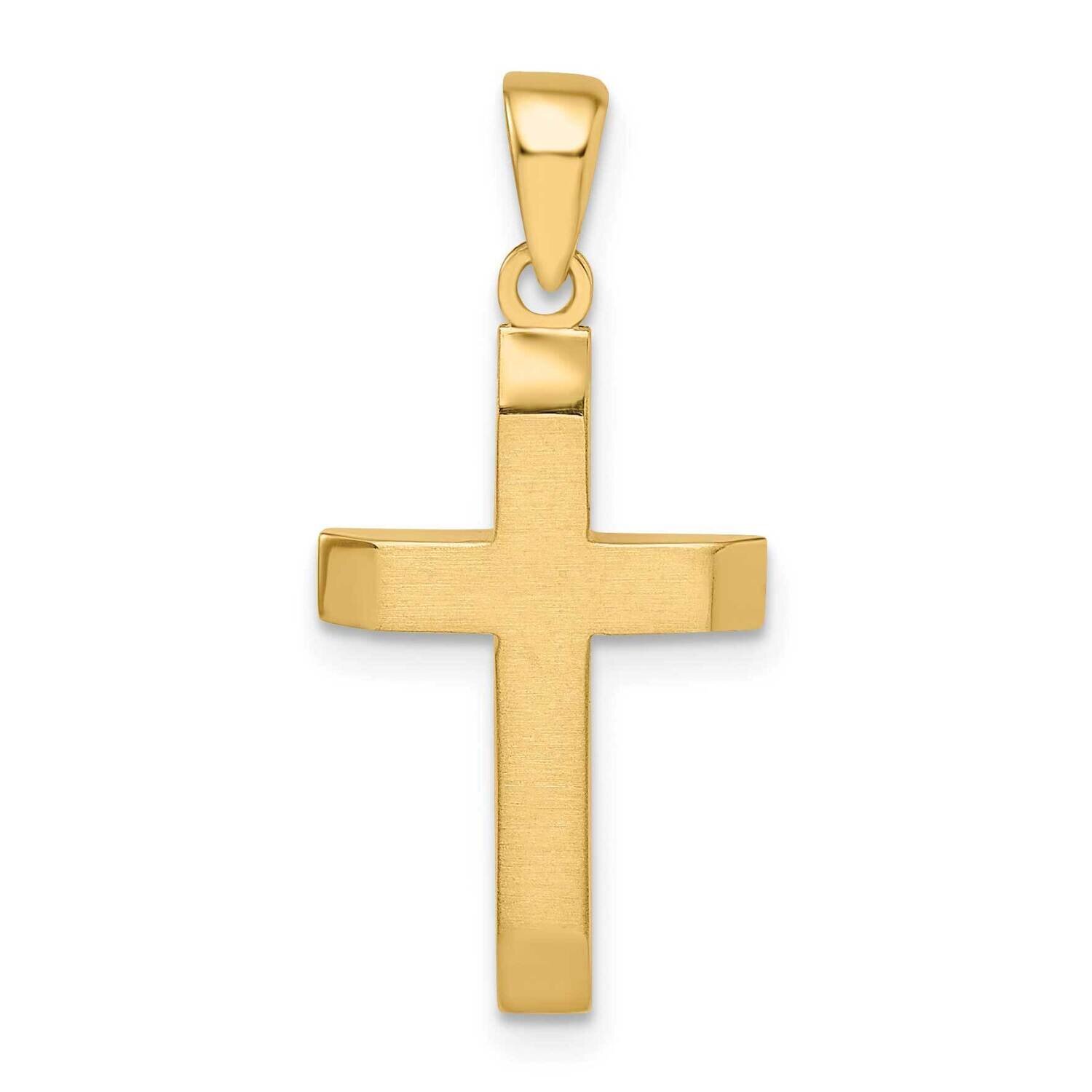 Satin Polished Beveled Small Latin Cross Pendant 14k Gold K9955