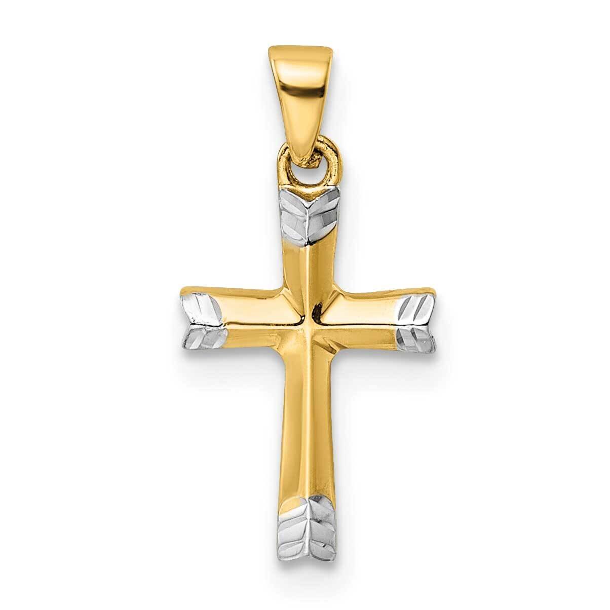 White Rhodium Polished Diamond-Cut Cross Pendant 14k Gold K9960, MPN: K9960,