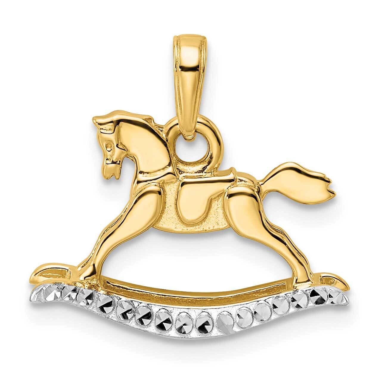 Diamond-Cut Rocking Horse Pendant 14k Gold with White Rhodium M2926