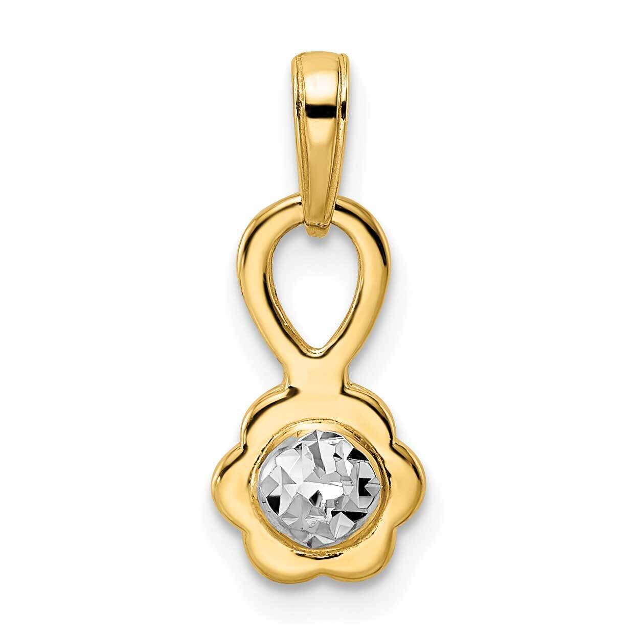 Diamond-Cut 3D Flower Pendant 14k Gold with White Rhodium M2927, MPN: M2927,