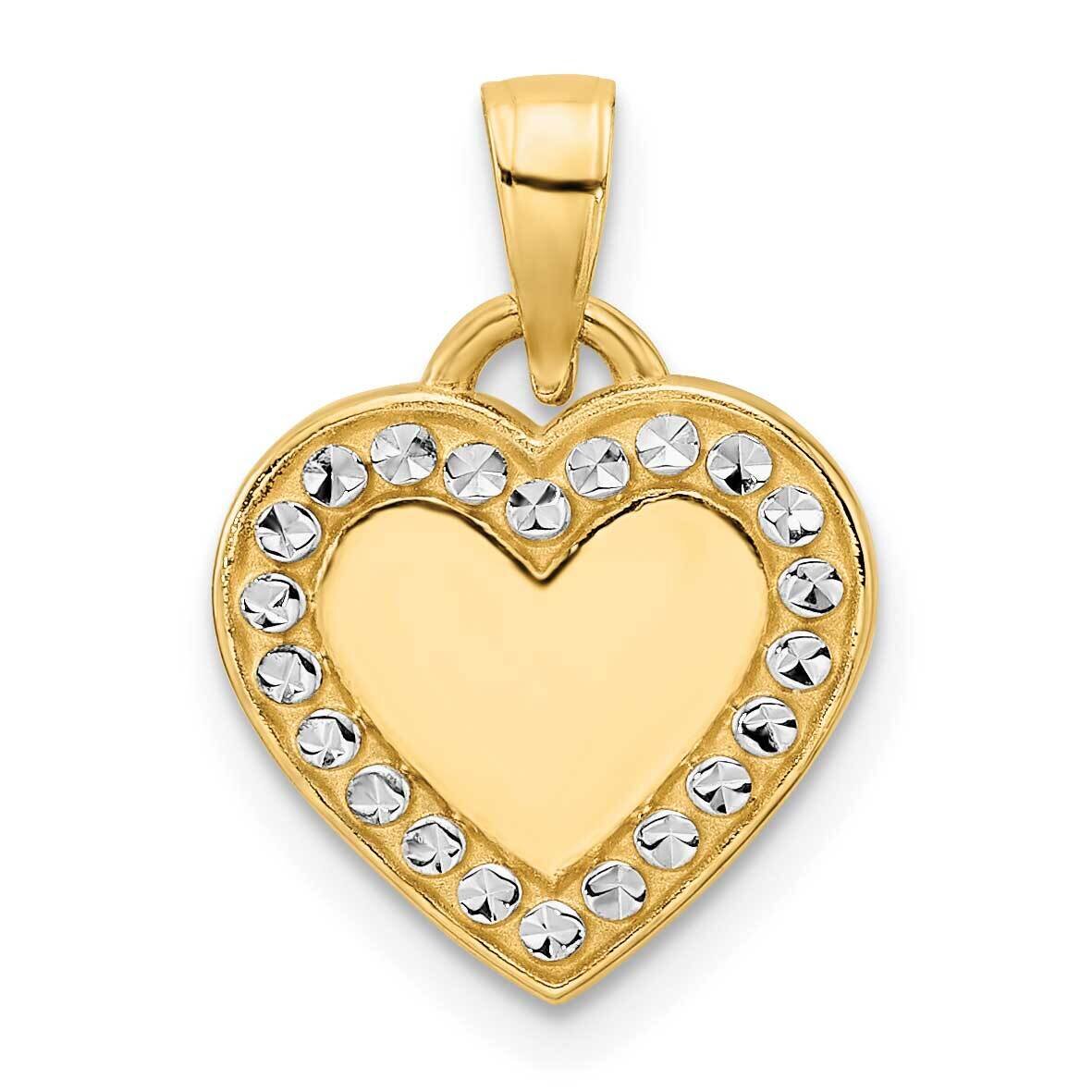 Border Heart Pendant 14k Gold and White Rhodium Diamond-Cut M2935, MPN: M2935,