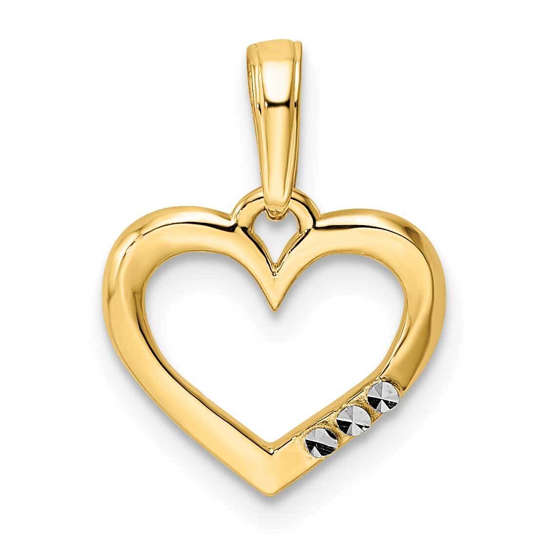Heart Pendant 14k Gold and White Rhodium Diamond-Cut M2953, MPN: M2953,