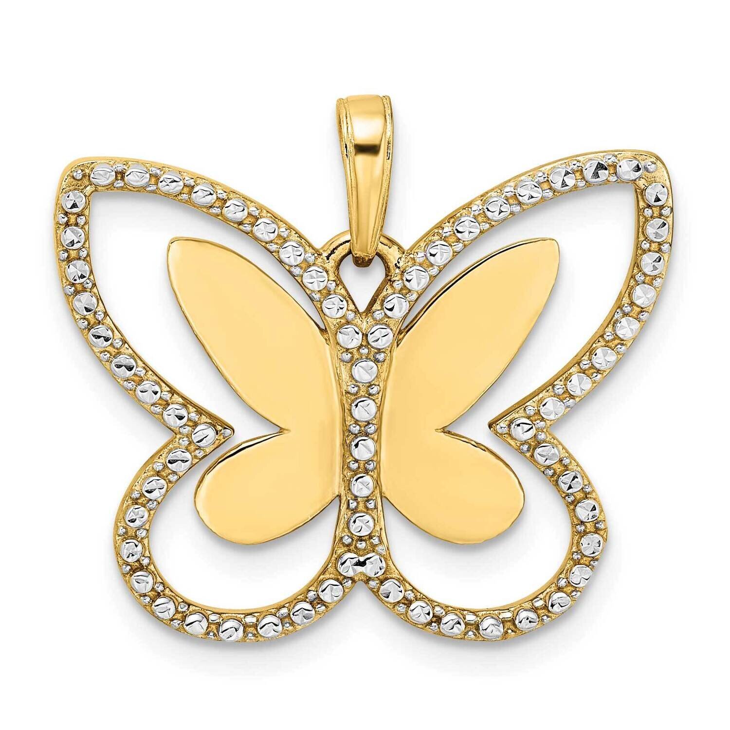 Butterfly Pendant 14k Gold and White Rhodium Diamond-Cut M2967
