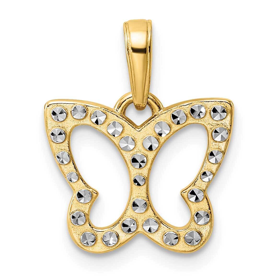 Butterfly Pendant 14k Gold and White Rhodium Diamond-Cut M2969, MPN: M2969, 196904082485