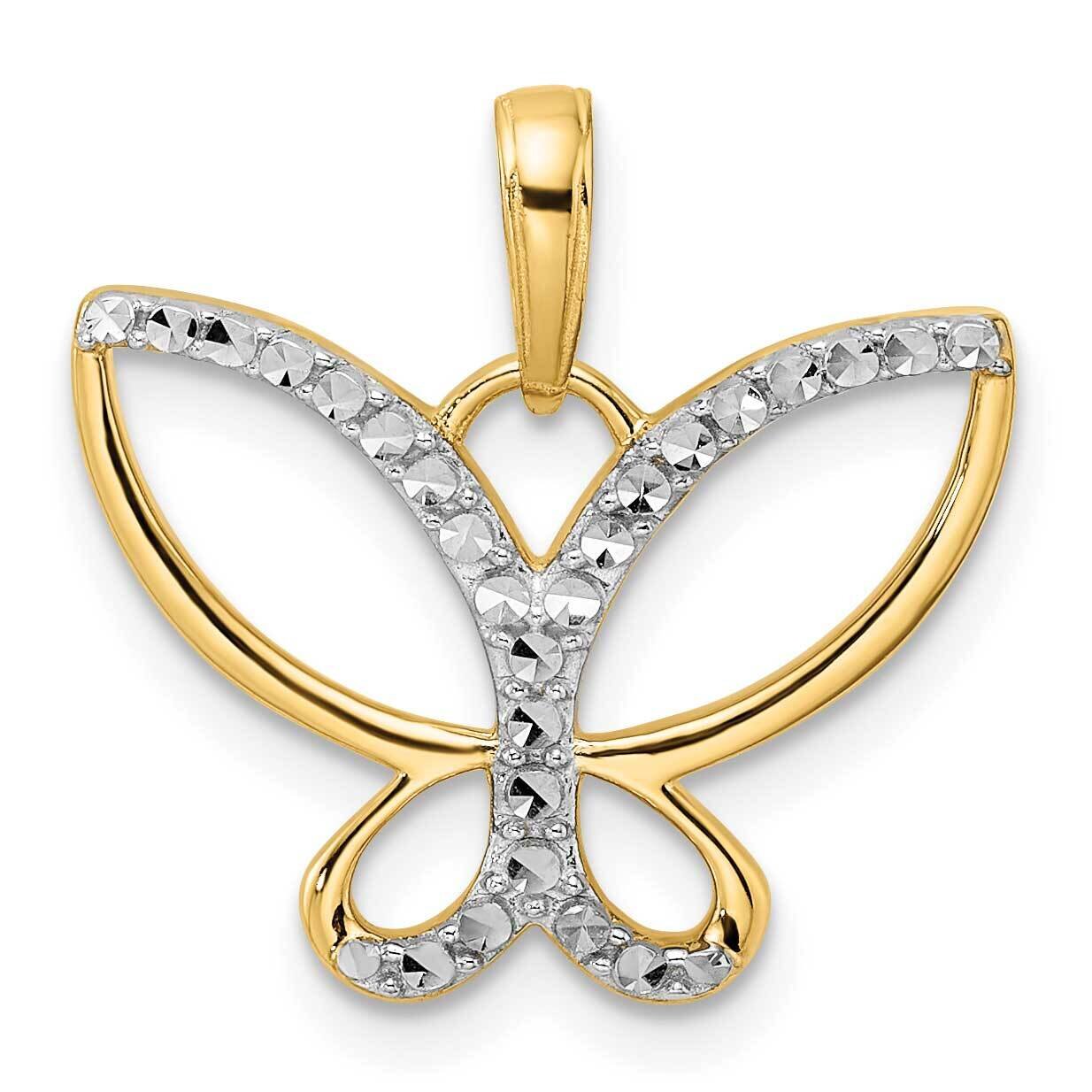 Butterfly Pendant 14k Gold and White Rhodium Diamond-Cut M2970, MPN: M2970,