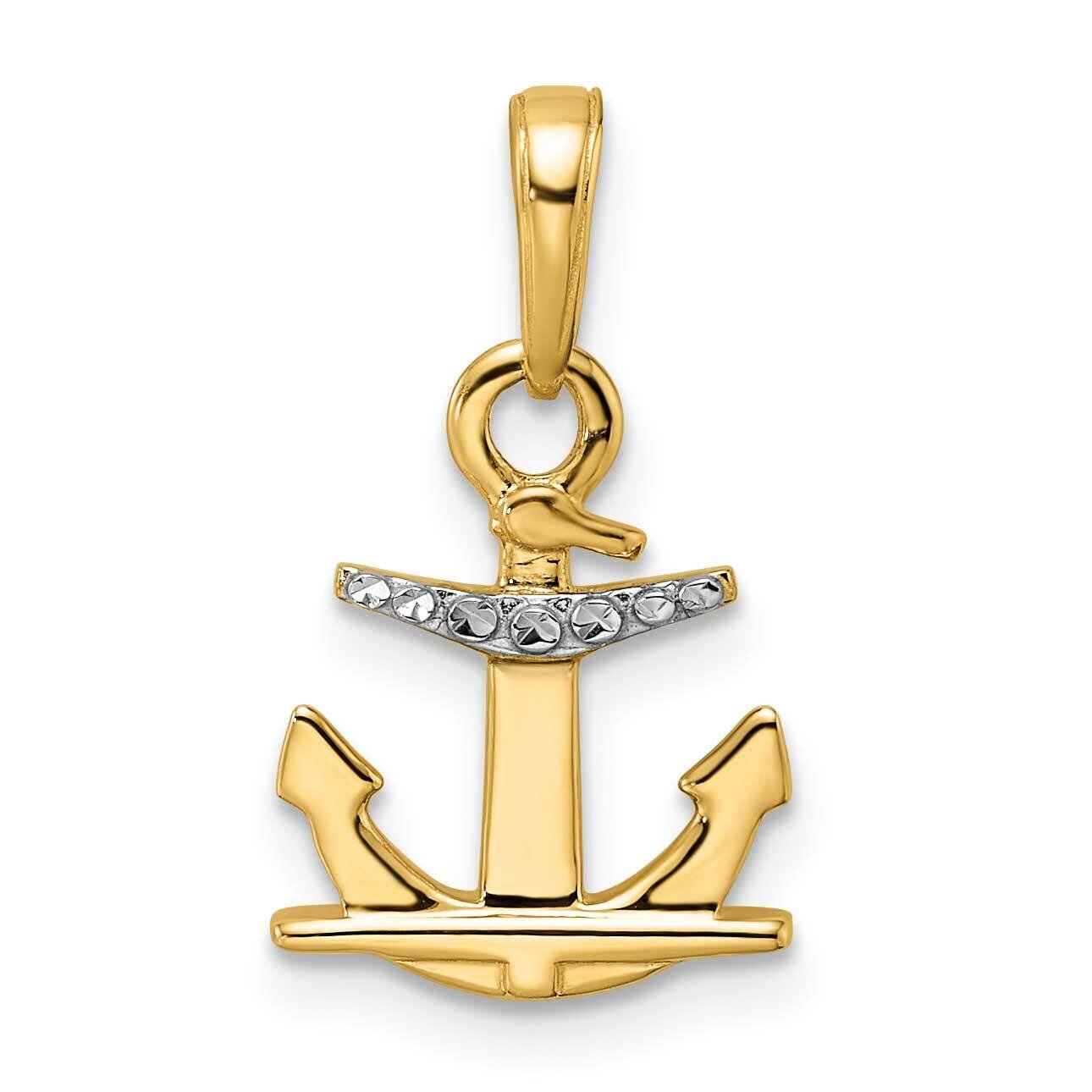 Anchor Pendant 14k Gold and White Rhodium Diamond-Cut M2973, MPN: M2973, 196904083376