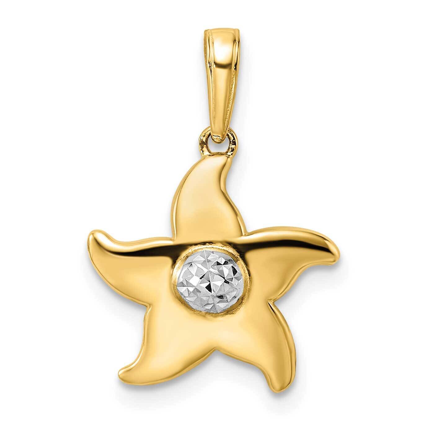 Starfish Pendant 14k Gold and White Rhodium Diamond-Cut M2975