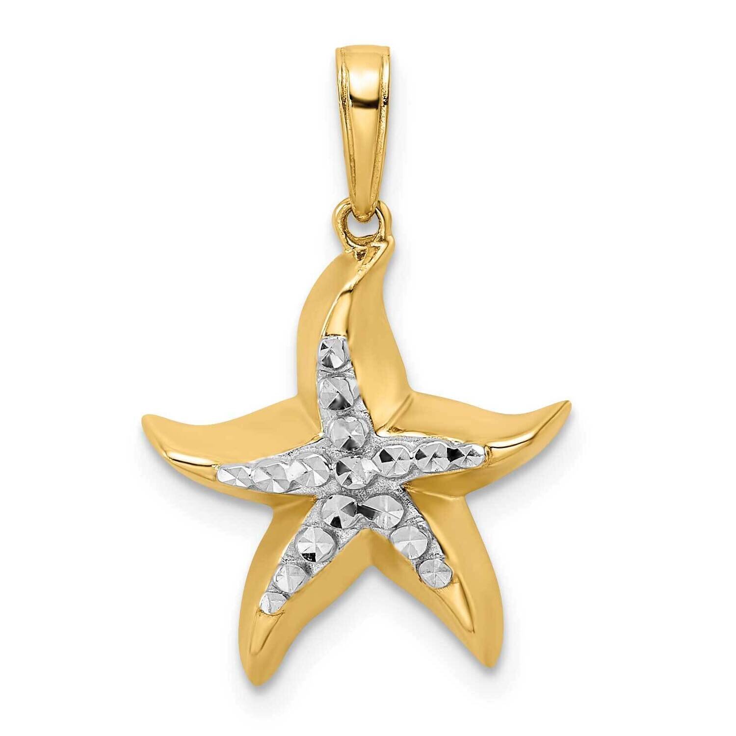 Starfish Pendant 14k Gold and White Rhodium Diamond-Cut M2976, MPN: M2976,