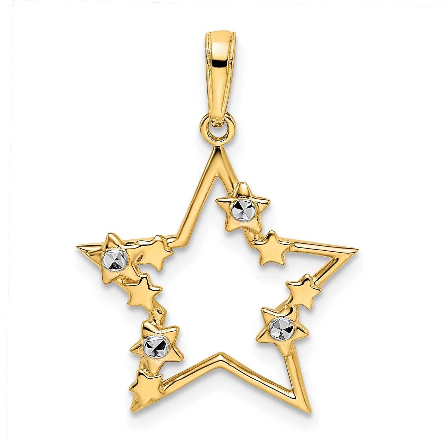 Stars Pendant 14k Gold &amp; White Rhodium Diamond-Cut M2978, MPN: M2978, 196904073117