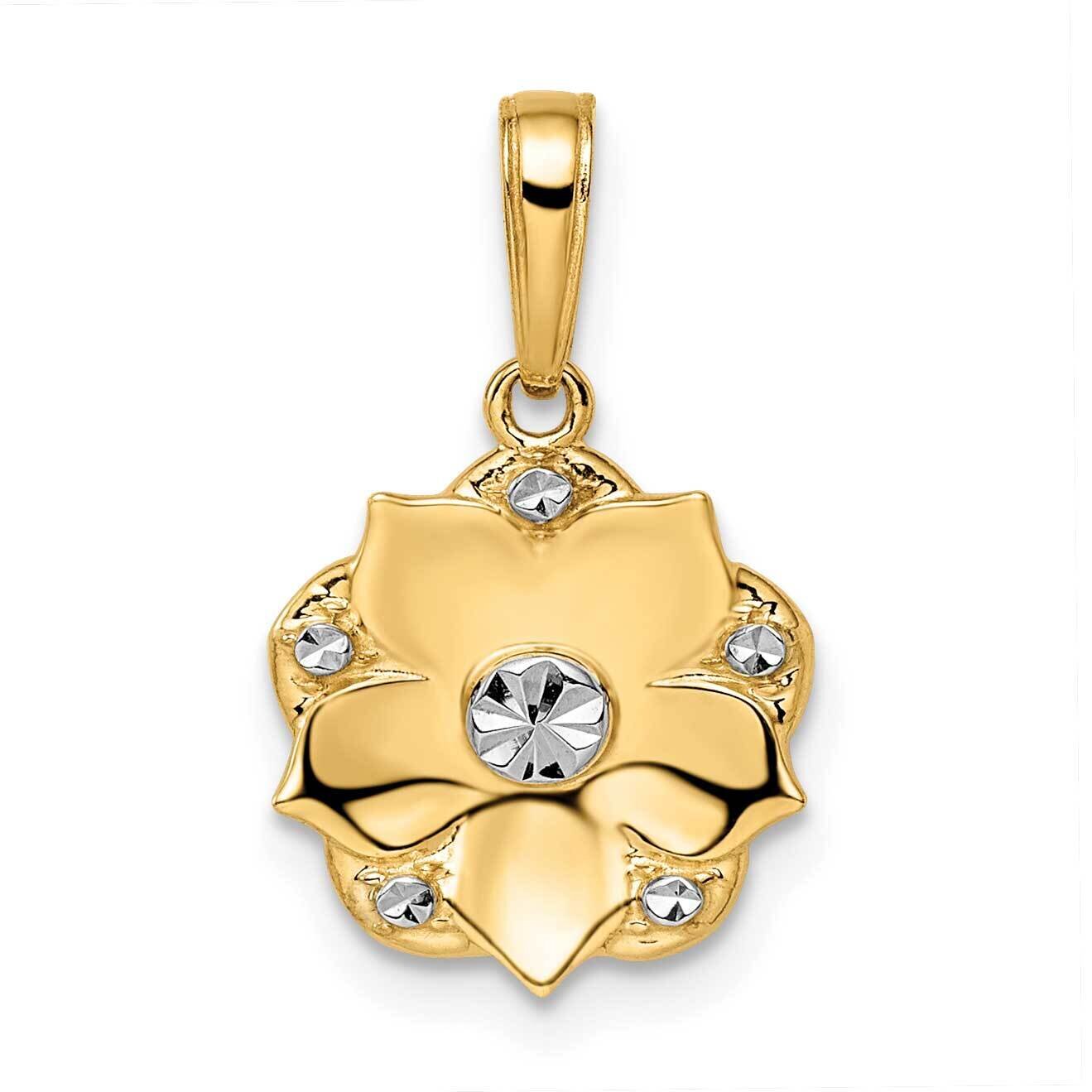 Flower Pendant 14k Gold and White Rhodium Diamond-Cut M2981, MPN: M2981, 196904072721