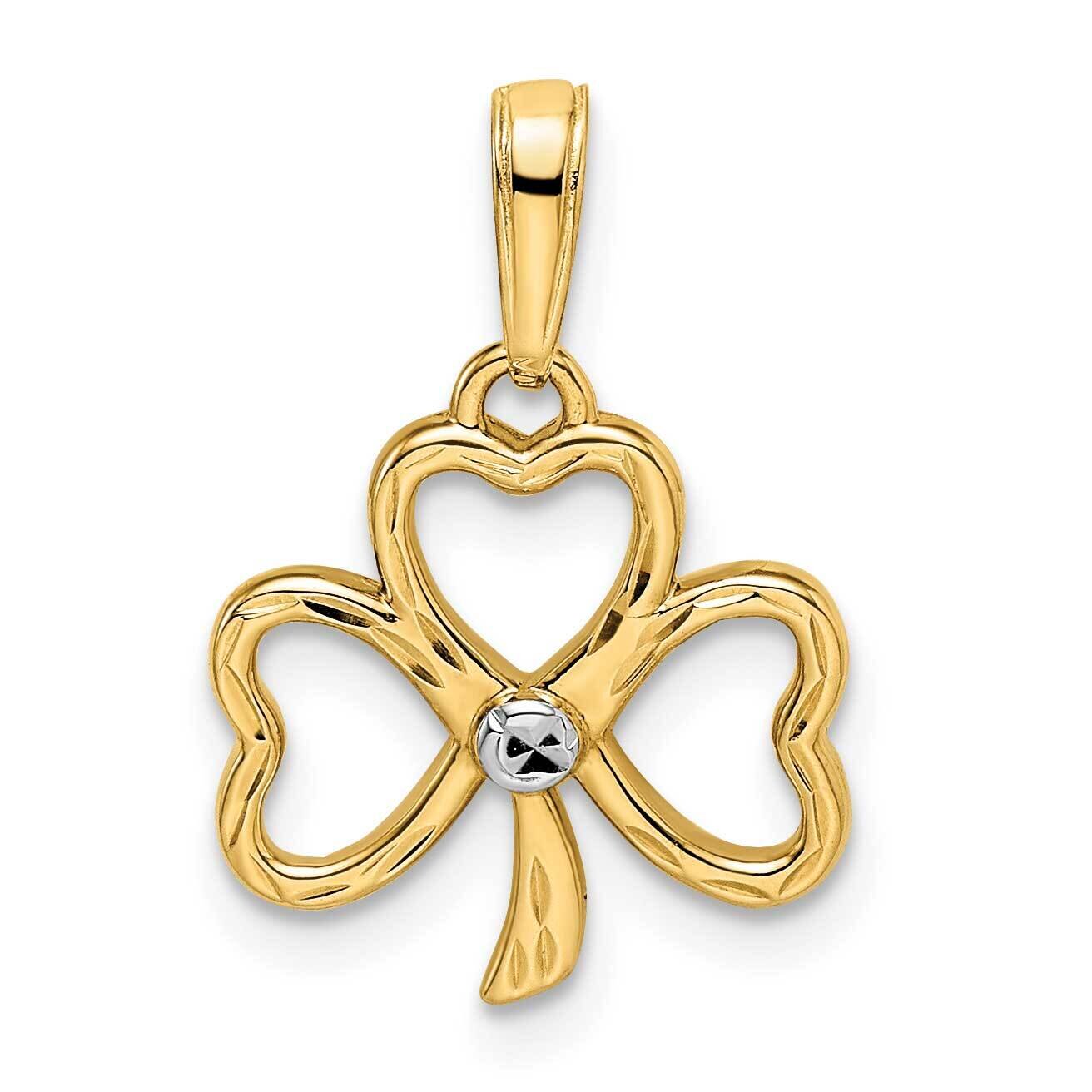 Clover Pendant 14k Gold and White Rhodium Diamond-Cut M2984, MPN: M2984, 196904072714