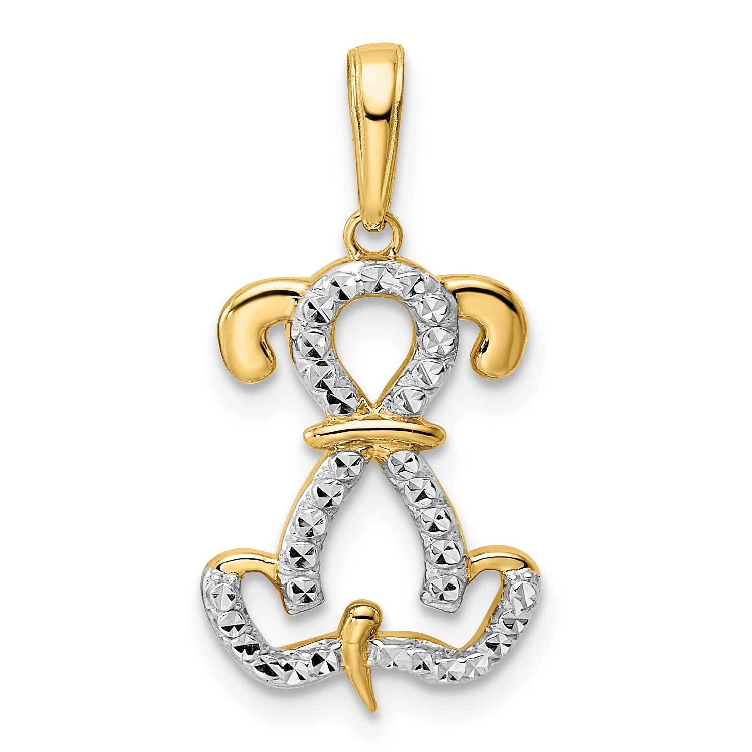 Sitting Puppy Pendant 14k Gold and White Rhodium Diamond-Cut M3003, MPN: M3003, 196904072950