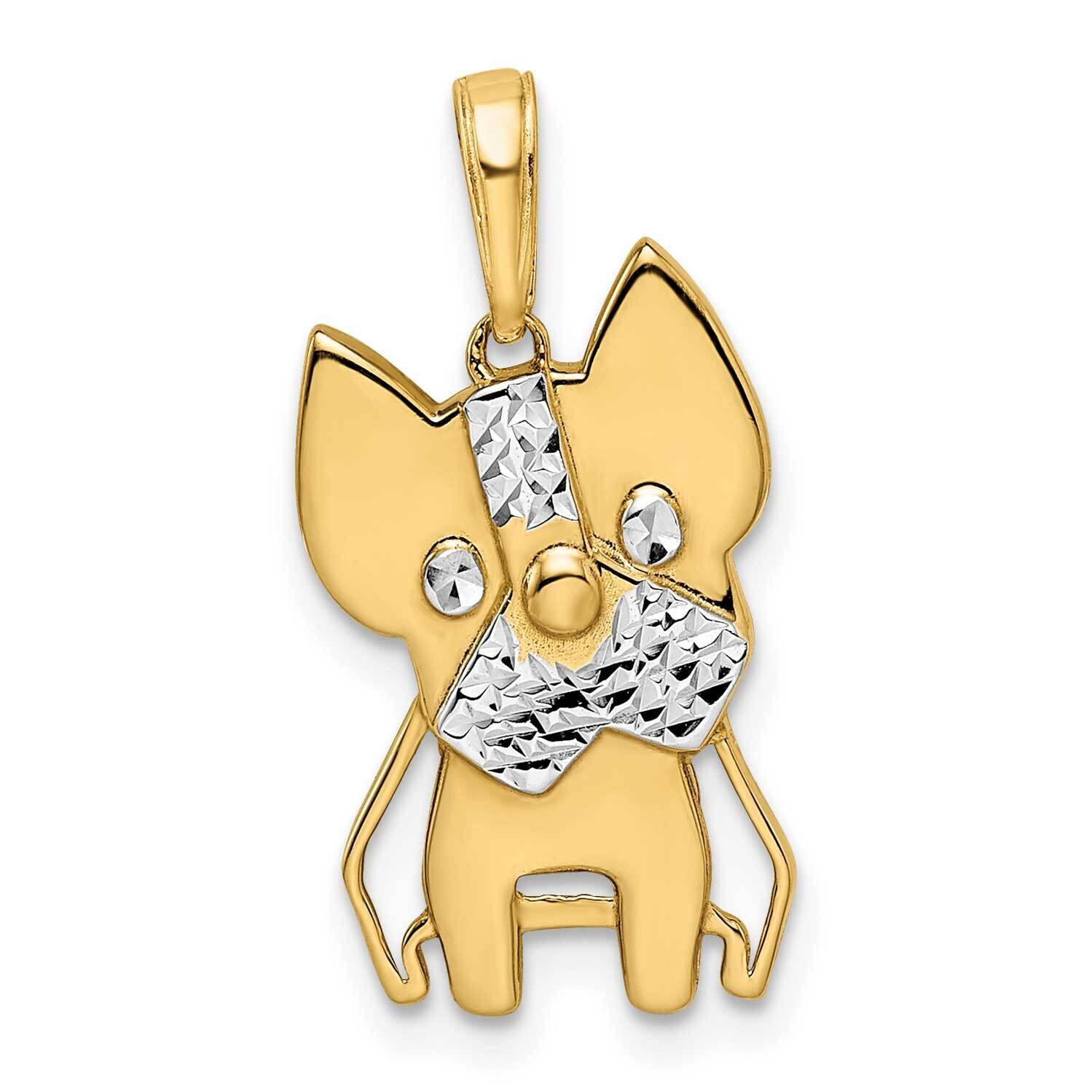 Scottie Dog Pendant 14k Gold and White Rhodium Diamond-Cut M3004
