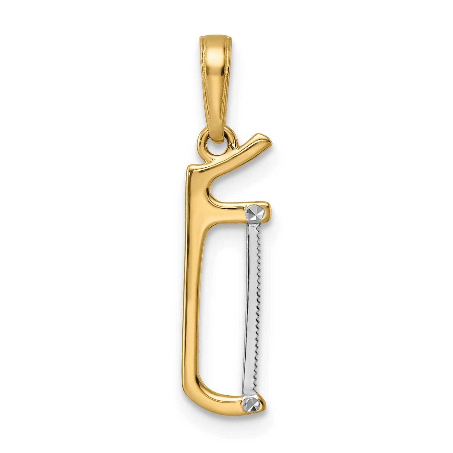 Hacksaw Pendant 14k Gold and White Rhodium Diamond-Cut M3011, MPN: M3011,